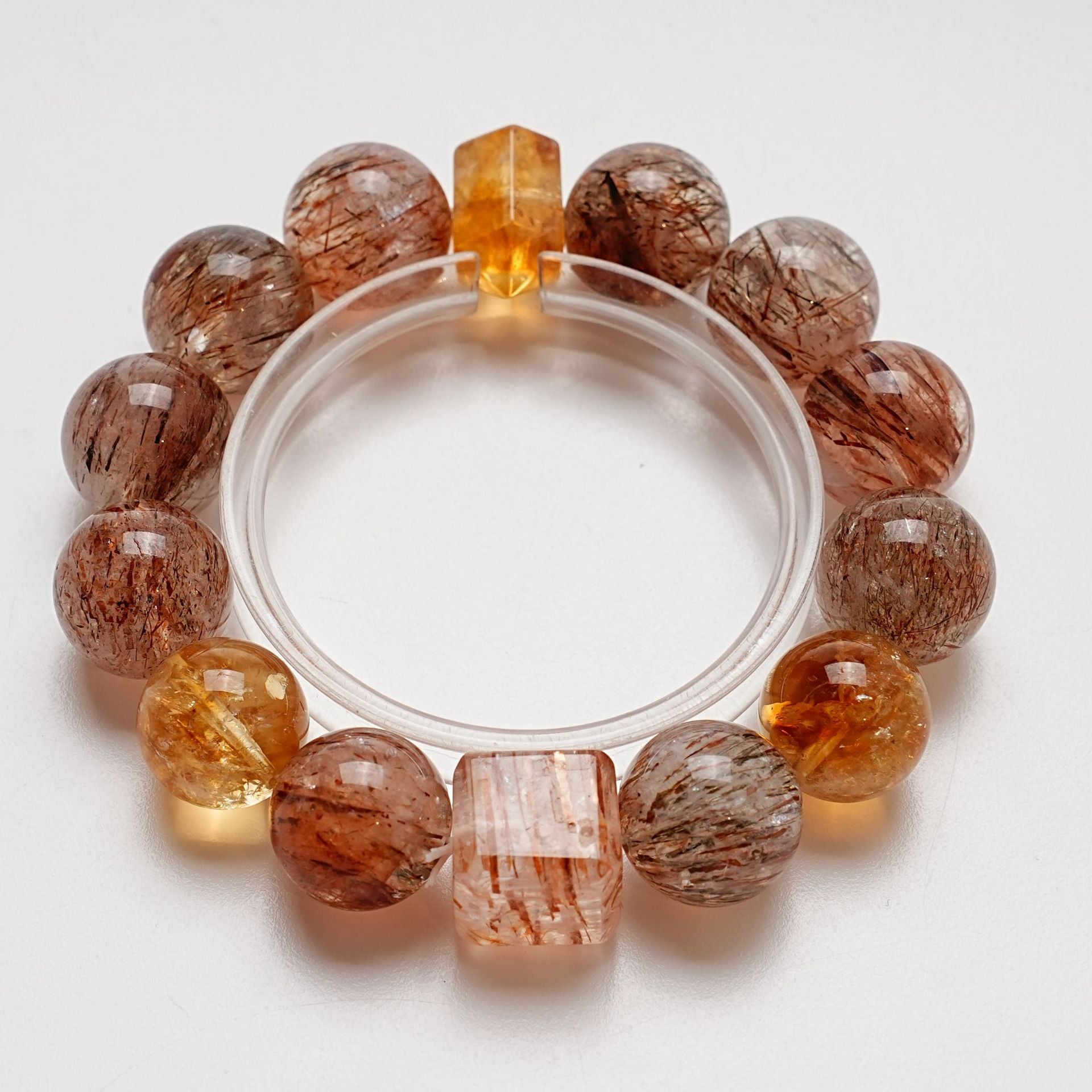 Natural High-Quality Yellow Pagoda Crystal Bracelet for Women, Versatile Black Gold Super Seven Bracelet