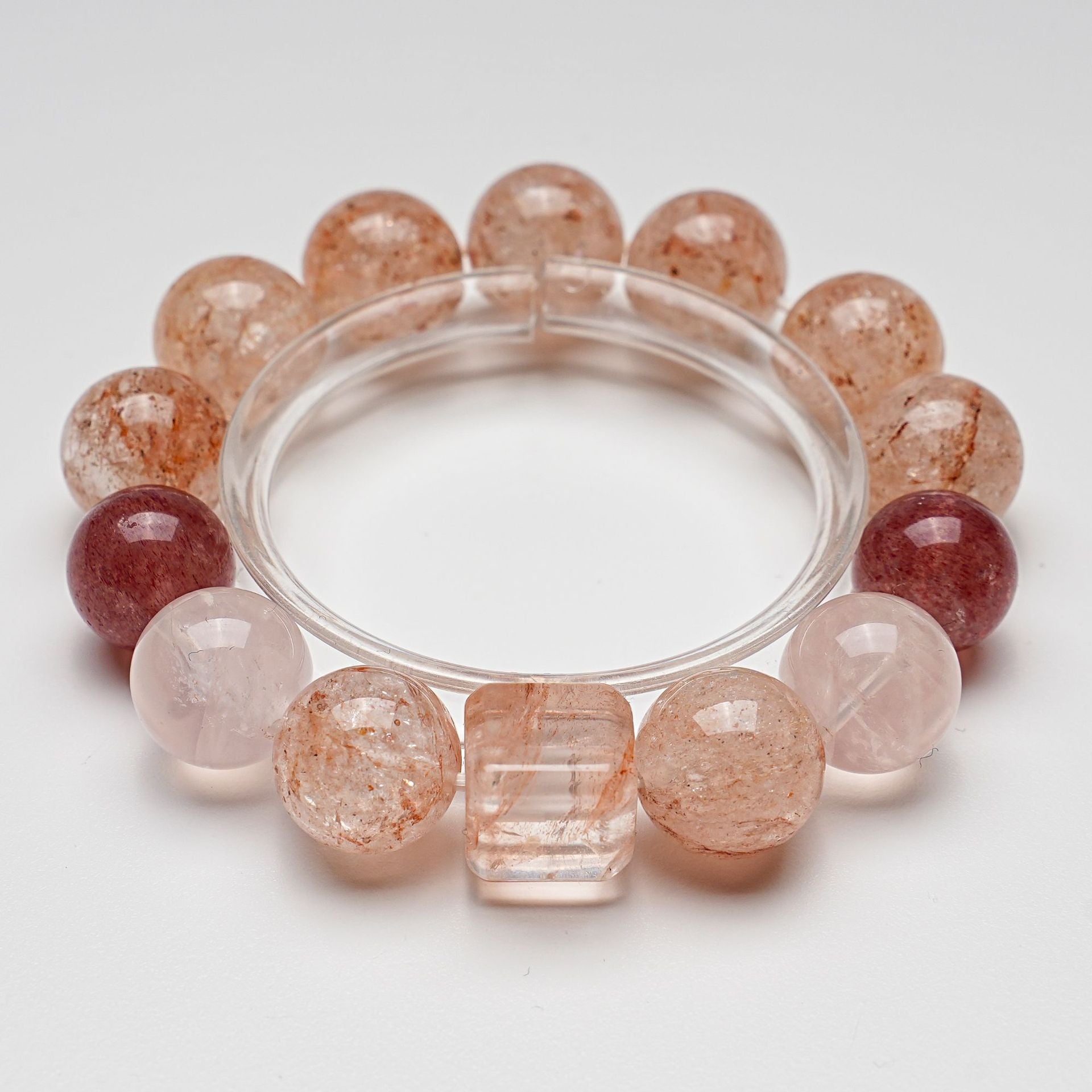 Natural Ice Pink Crystal Bracelet for Women Pink Glue Flower Acai Strawberry Crystal Fashion Bracelet