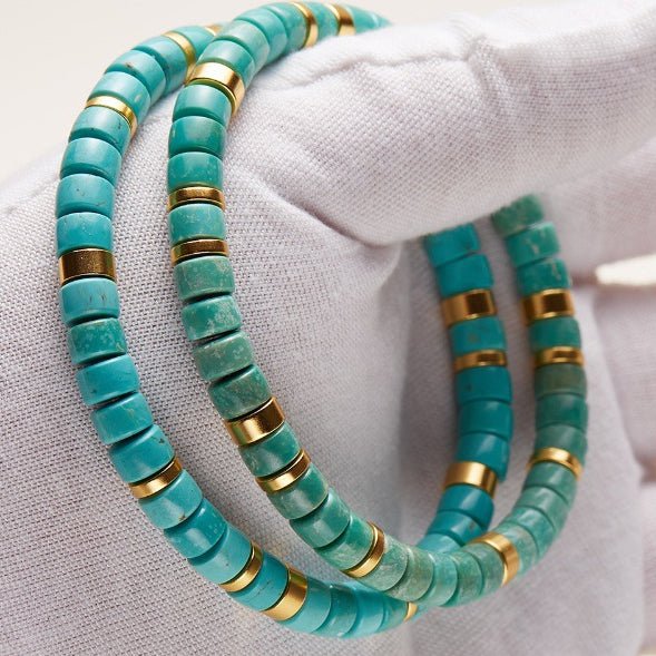 Tibetan Style Natural Green Turquoise Bracelet Direct Cut Tablet Instant Return Original Beads Da Neng Same Style Stackable