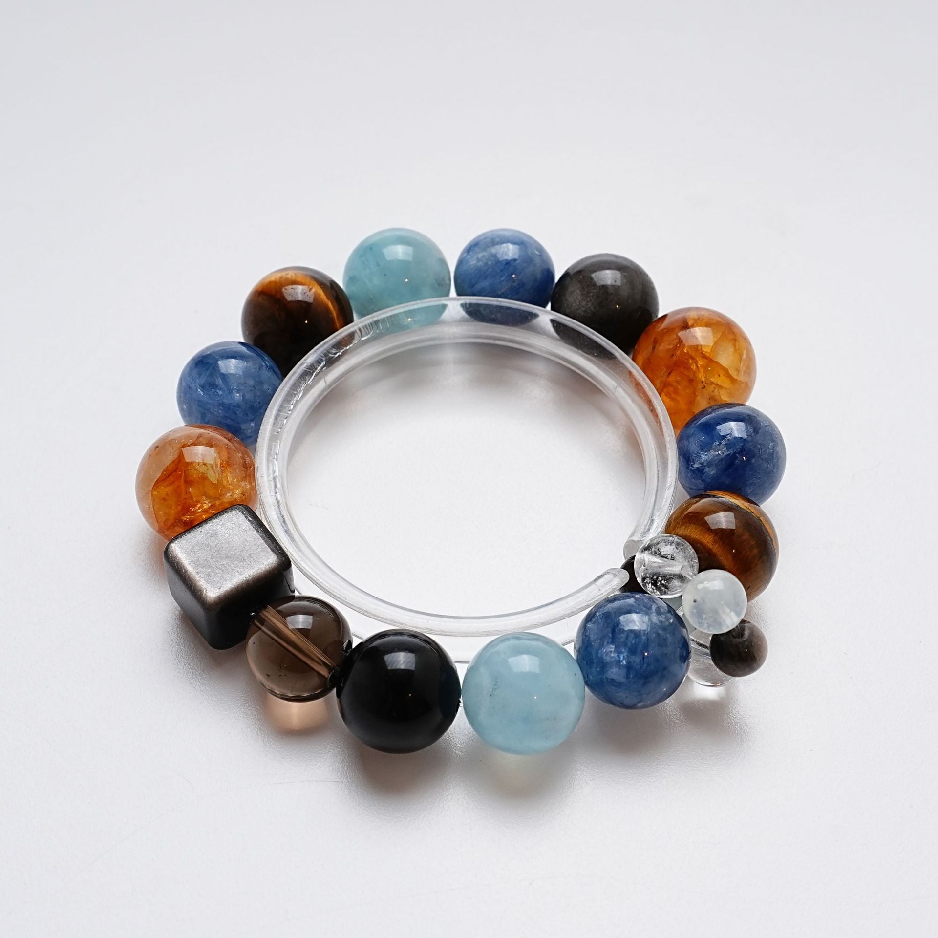High Quality Natural Aquamarine Crystal Bracelet Fashion Tea Crystal Yellow Gum Flower Tiger Eye Bracelet