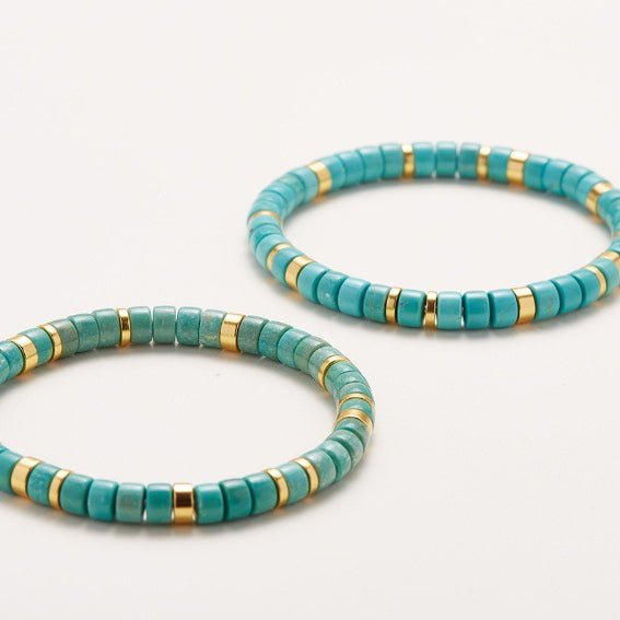 Tibetan Style Natural Green Turquoise Bracelet Direct Cut Tablet Instant Return Original Beads Da Neng Same Style Stackable