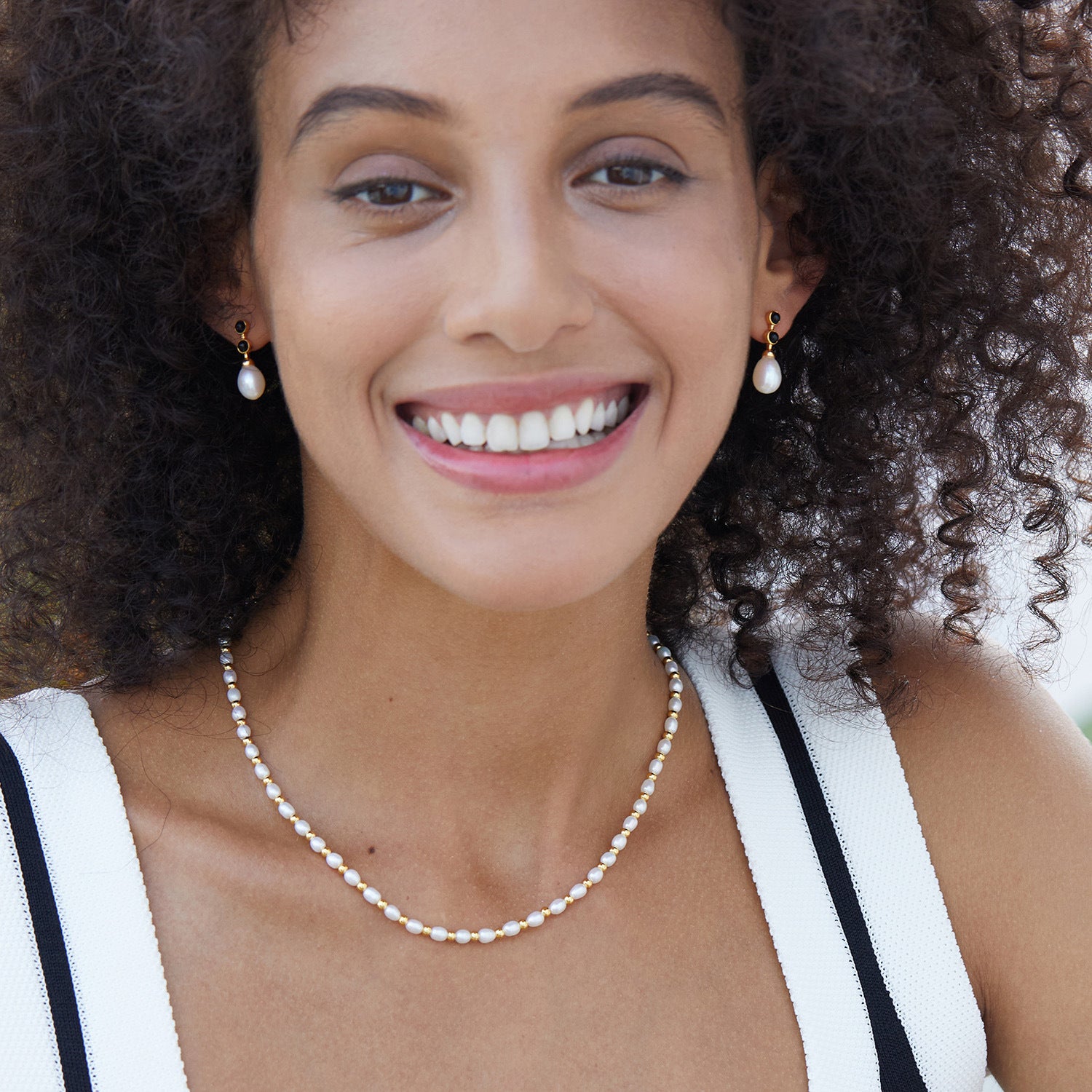 S925Silver Natural Freshwater Pearl Earrings Black Onyx Light Luxury Design Earrings Simple Versatile