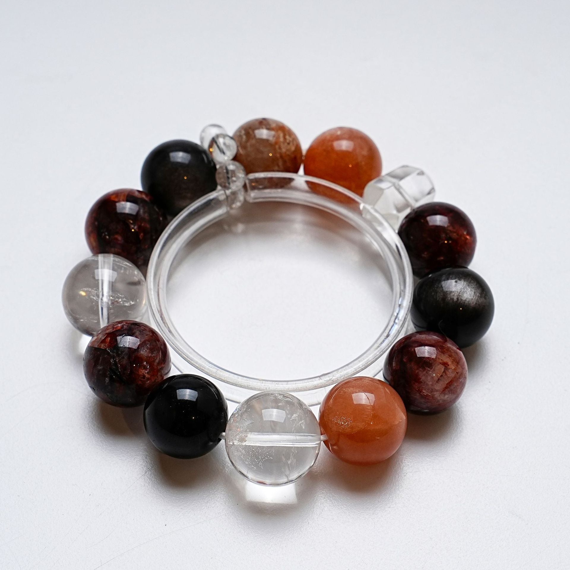 Natural White Crystal Bracelet for Women Versatile Red Glue Flower Orange Moonlight Silver Obsidian Bracelet