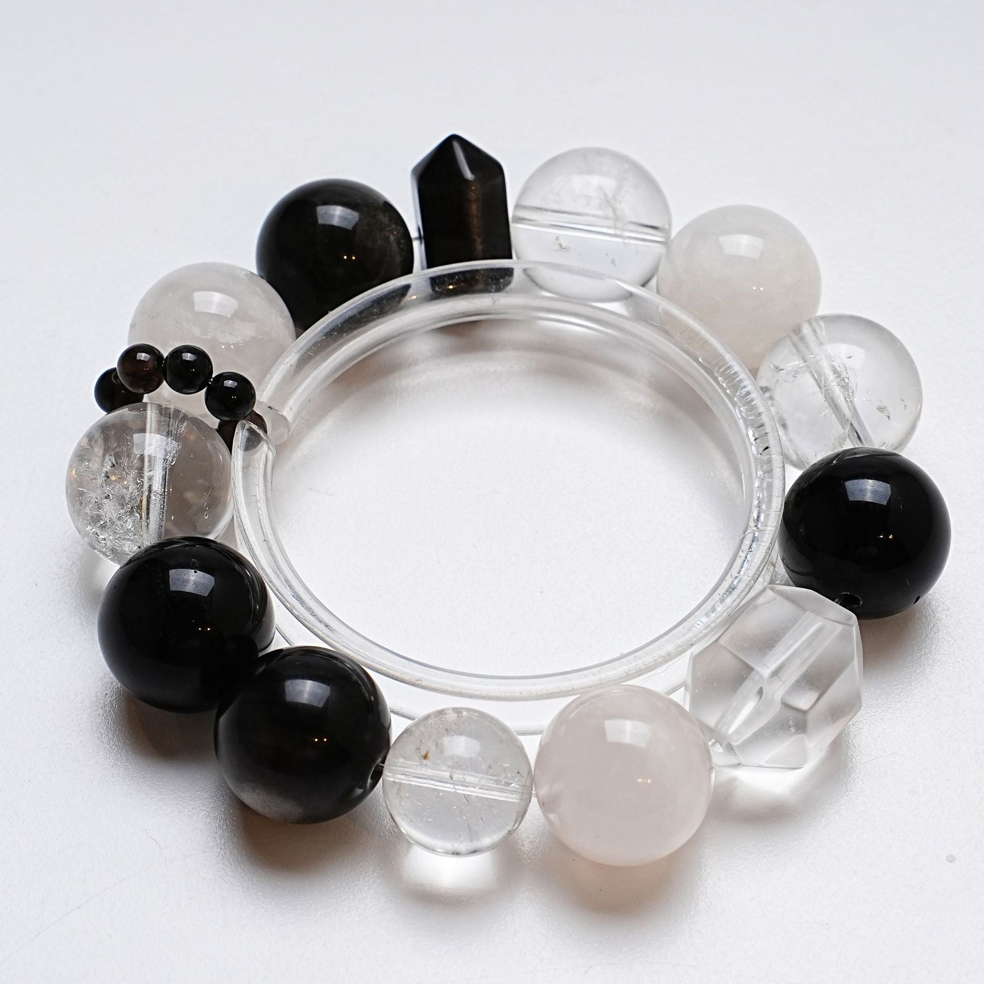 Natural White Crystal Bracelet for Women Versatile Silver Obsidian Snowflake Phantom Bracelet