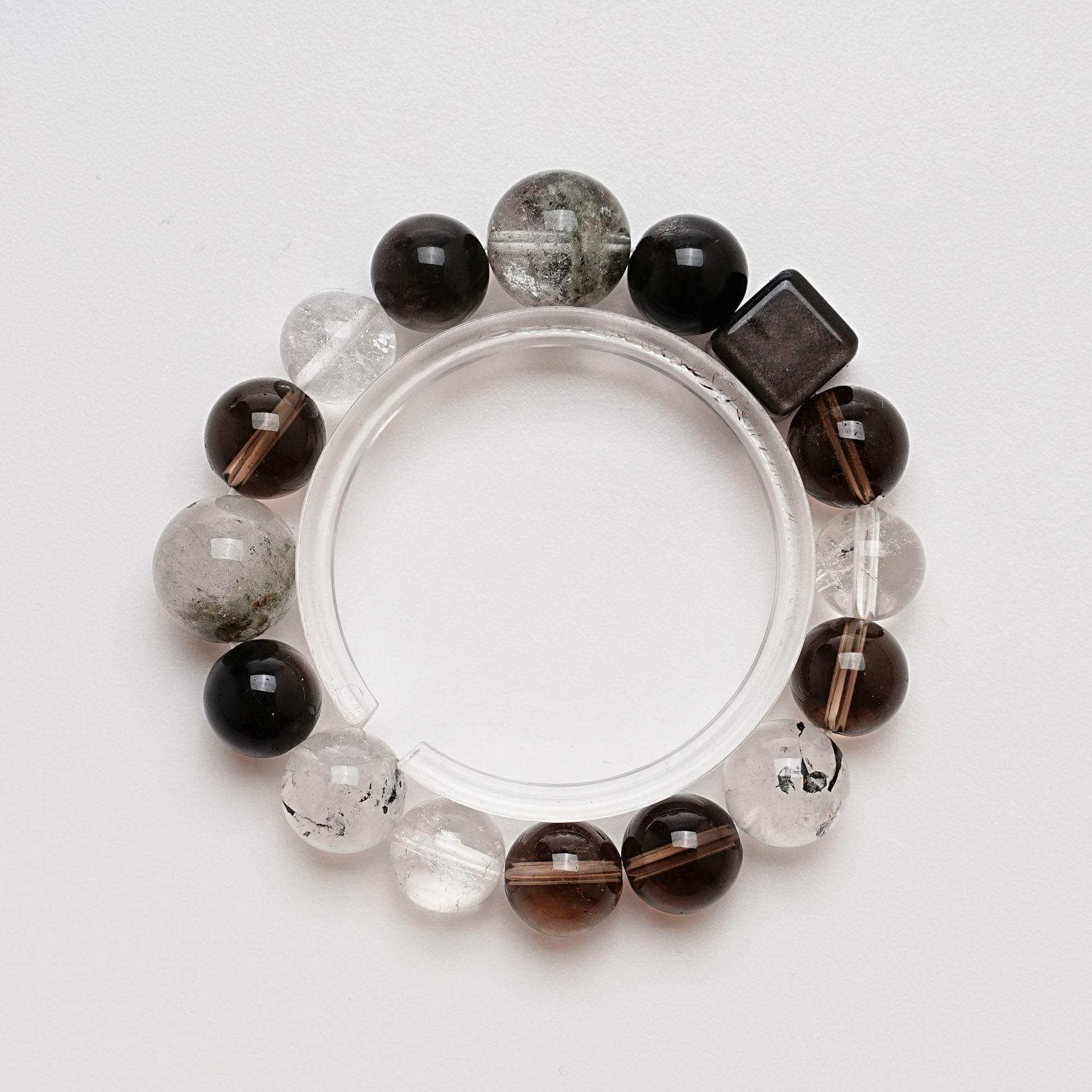 Natural Shining Diamond Bracelet for Women Versatile High-Grade White Crystal Silver Obsidian Bracelet