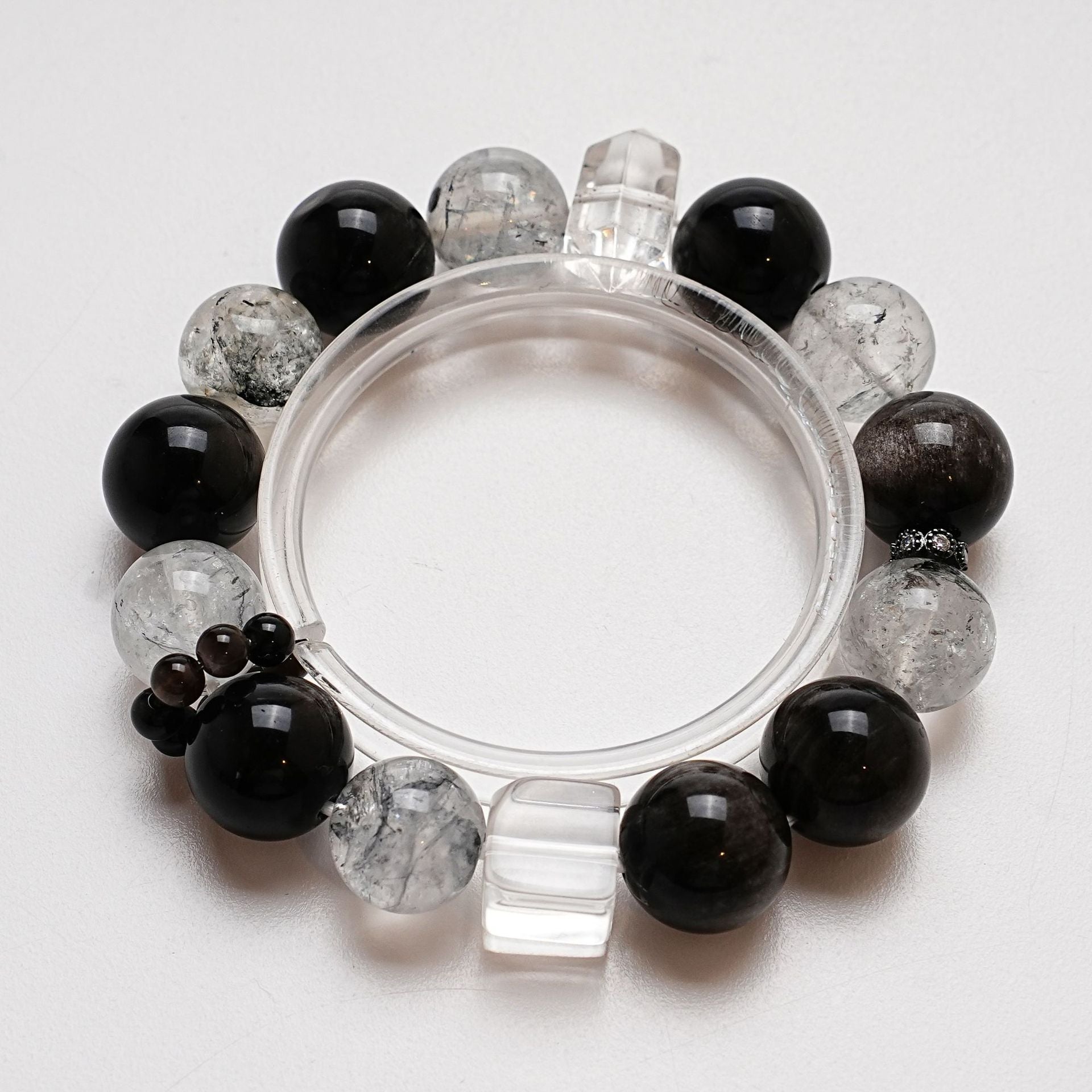 Natural Silver Obsidian Crystal Bracelet for Women Versatile Shining Diamond Bracelet