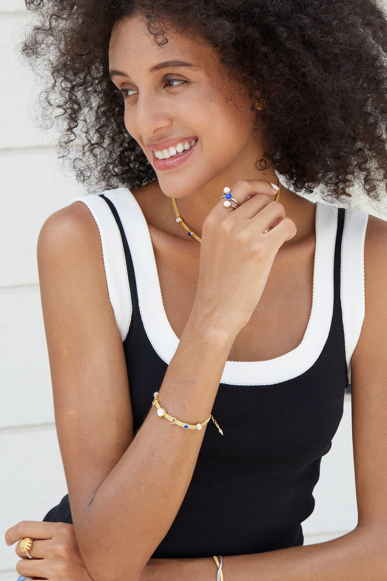 S925Silver Multi-Gemstone Bracelet Woven Niche Design Light Luxury Jewelry Fashion Hand Accessories Gemstone Retro TikTok Live