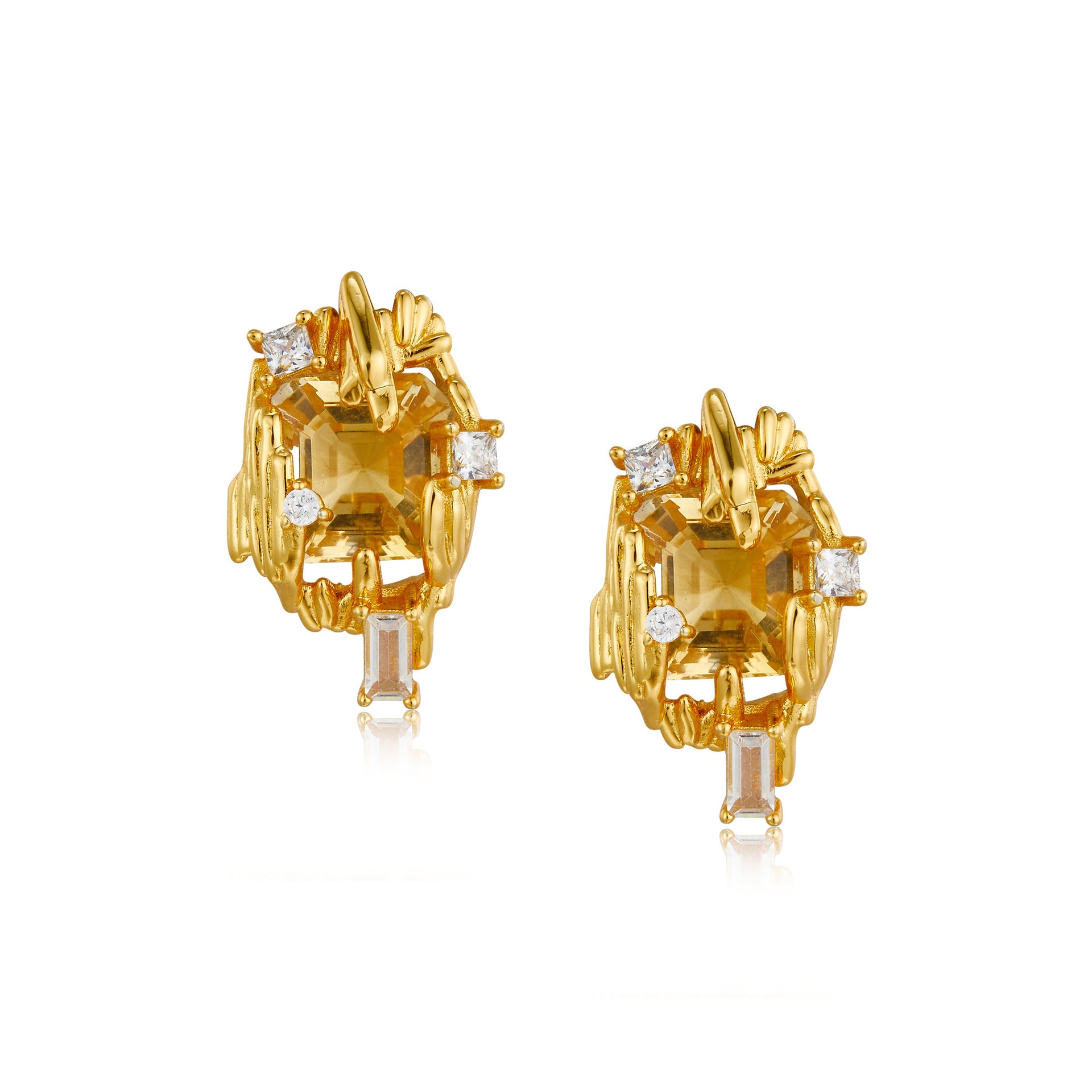 S925Silver Natural Yellow Crystal Earrings Design Sense Women's Earrings Niche Versatile Light Luxury Jewelry