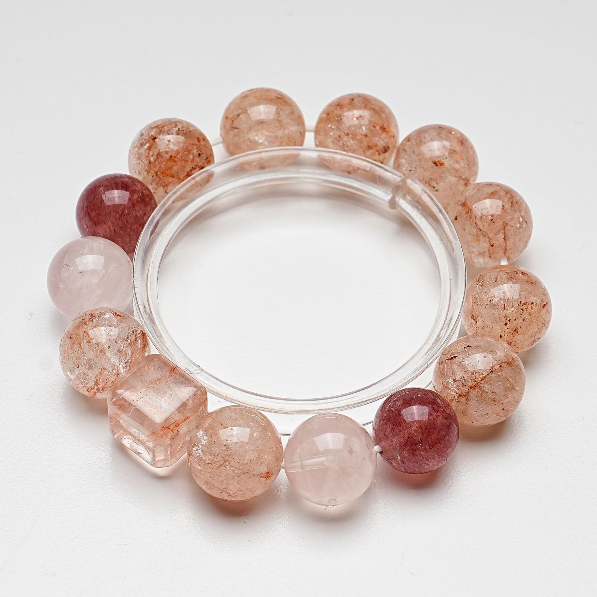 Natural Ice Pink Crystal Bracelet for Women Pink Glue Flower Acai Strawberry Crystal Fashion Bracelet