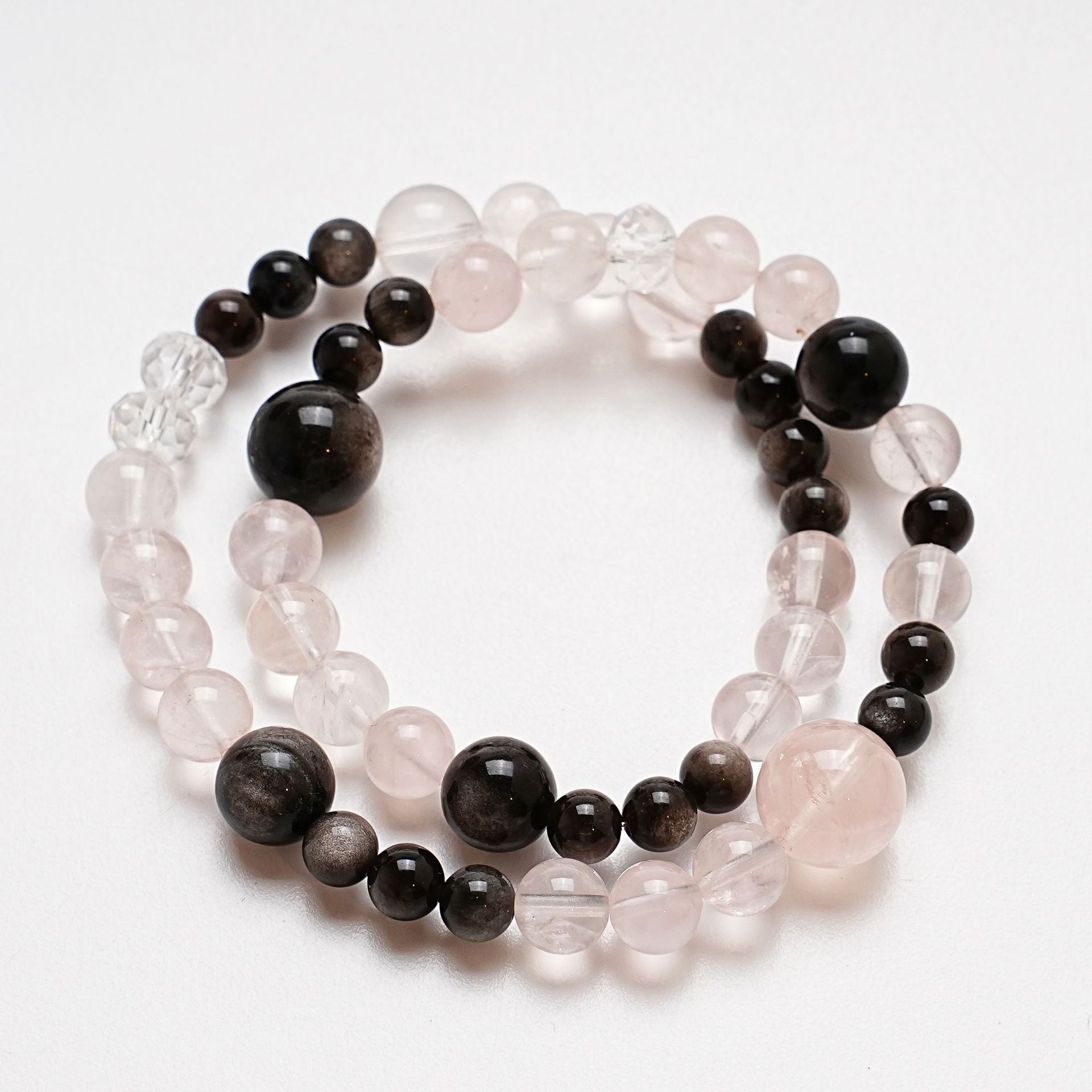 Natural Ice Orange Pink Crystal Bracelet Women's Fashion Versatile Silver Obsidian Bracelet