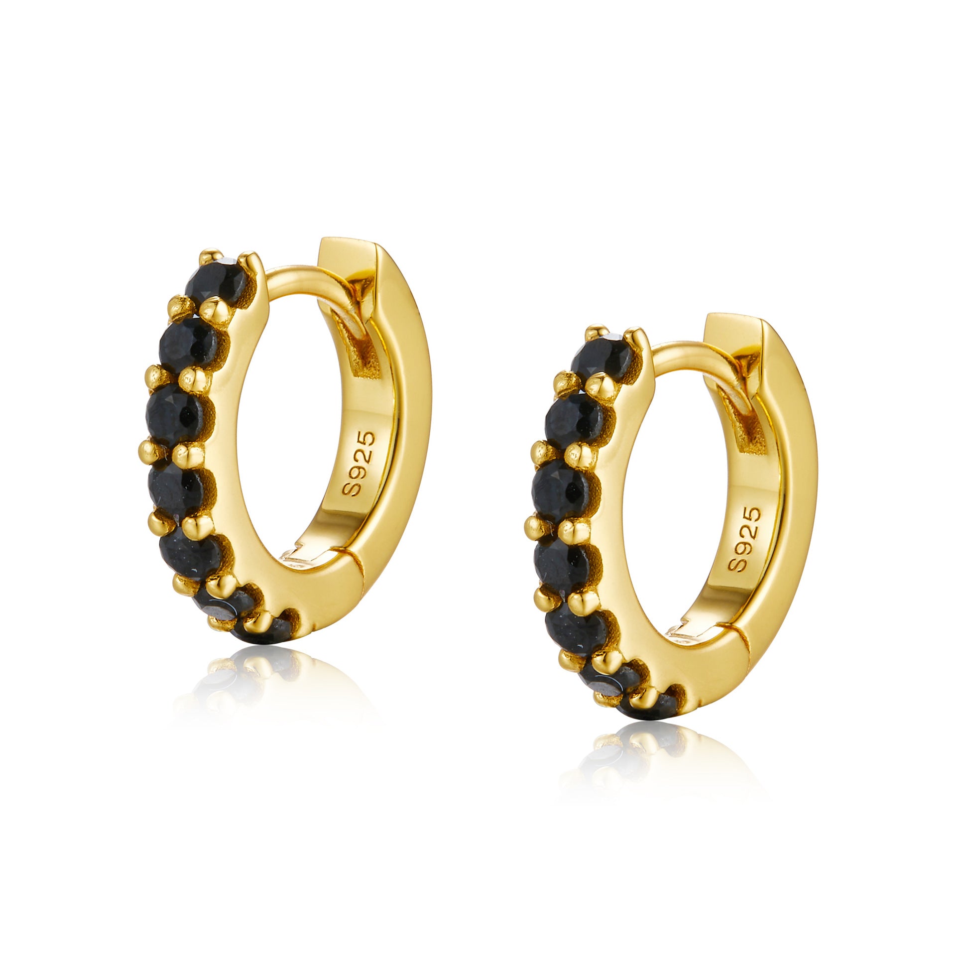 Minimalist Style Yellow and Black Color Block Hoop Earrings Fashion Simple Exquisite Earrings Niche ins Versatile and Delicate Silver Jewelry