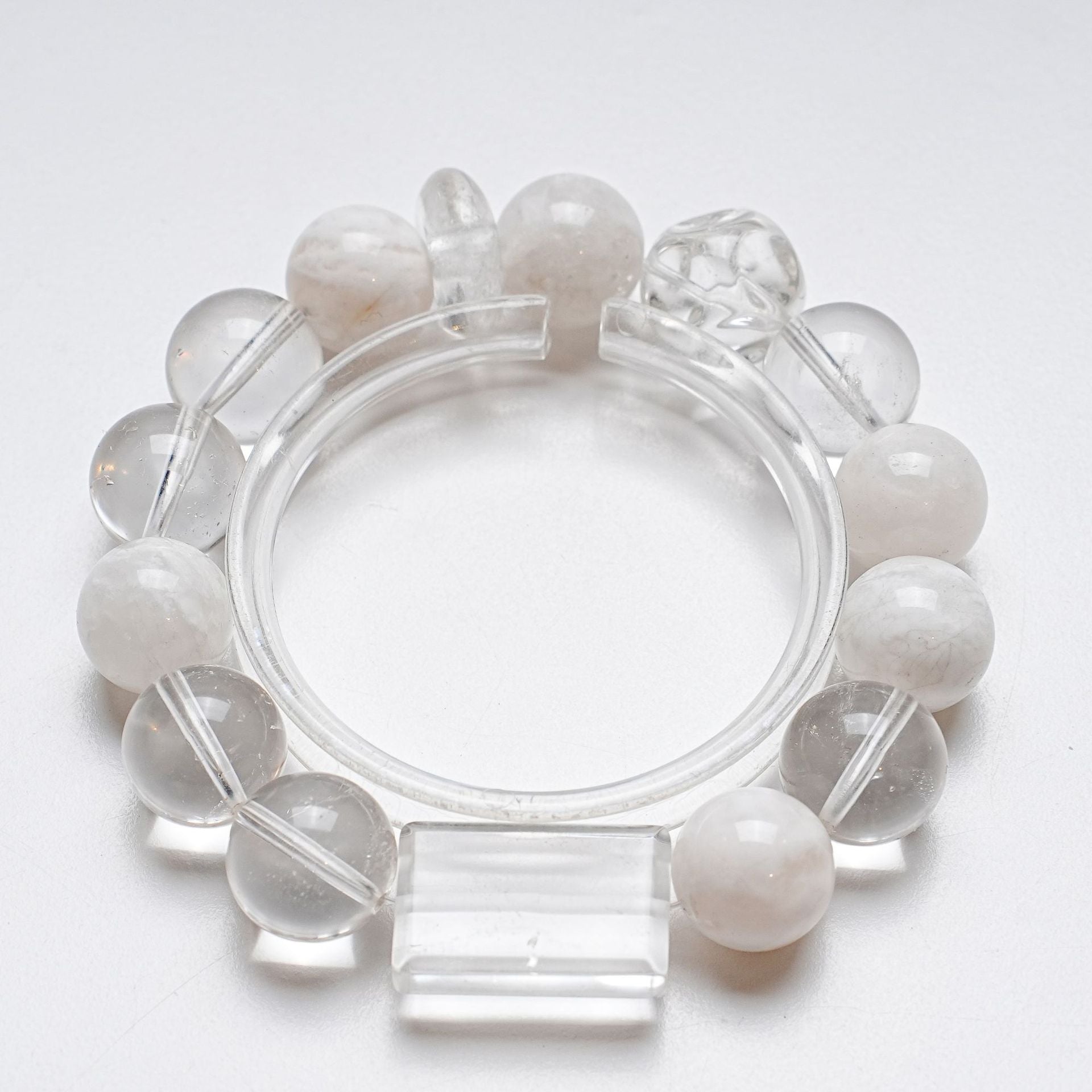 Snowy Ghost Quartz & White Crystal Bracelet — Clarity and Calm