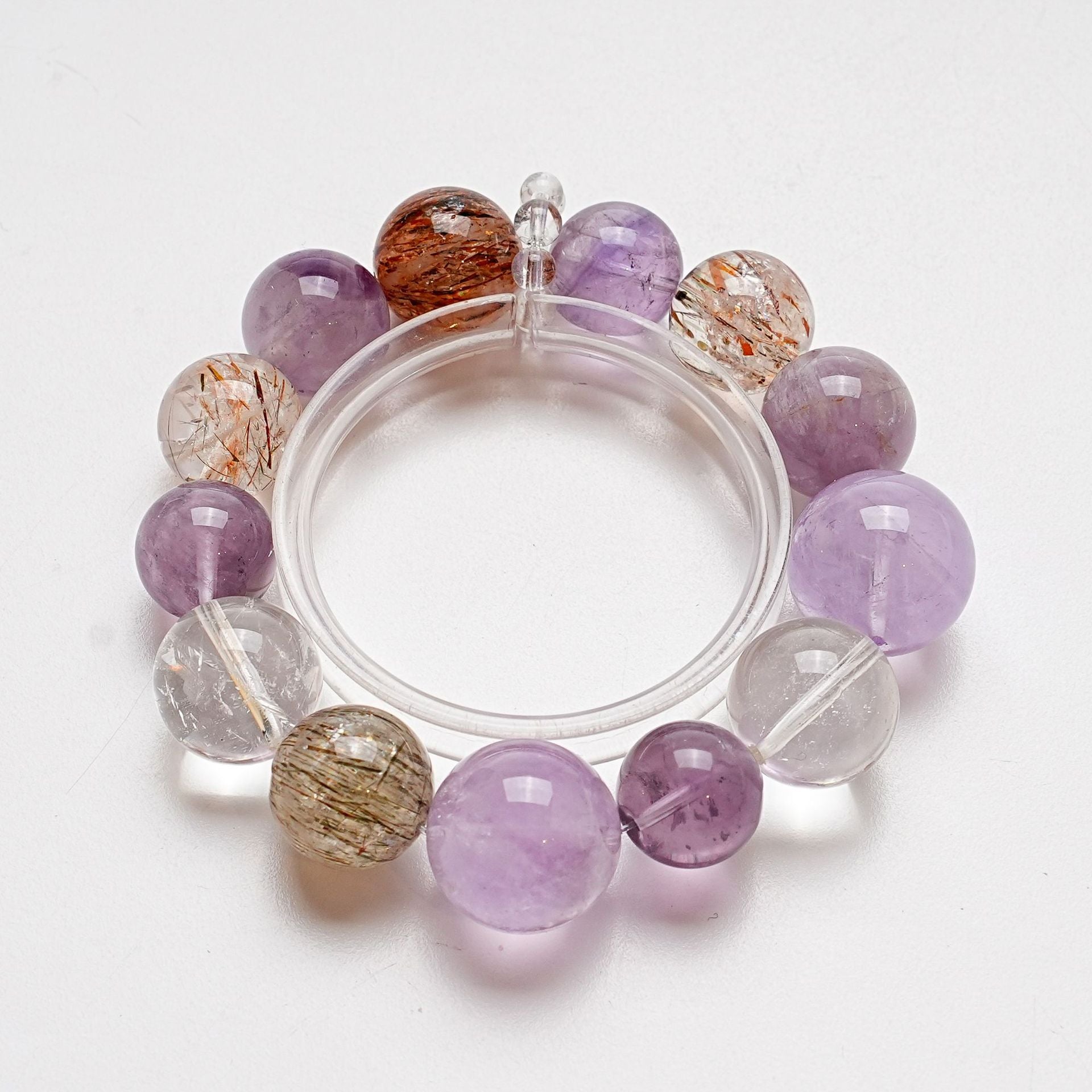 Natural White Crystal Bracelet for Women Purple Rabbit Fur Lavender Black Gold Super Seven Brushed Rabbit Fur High-end Bracelet