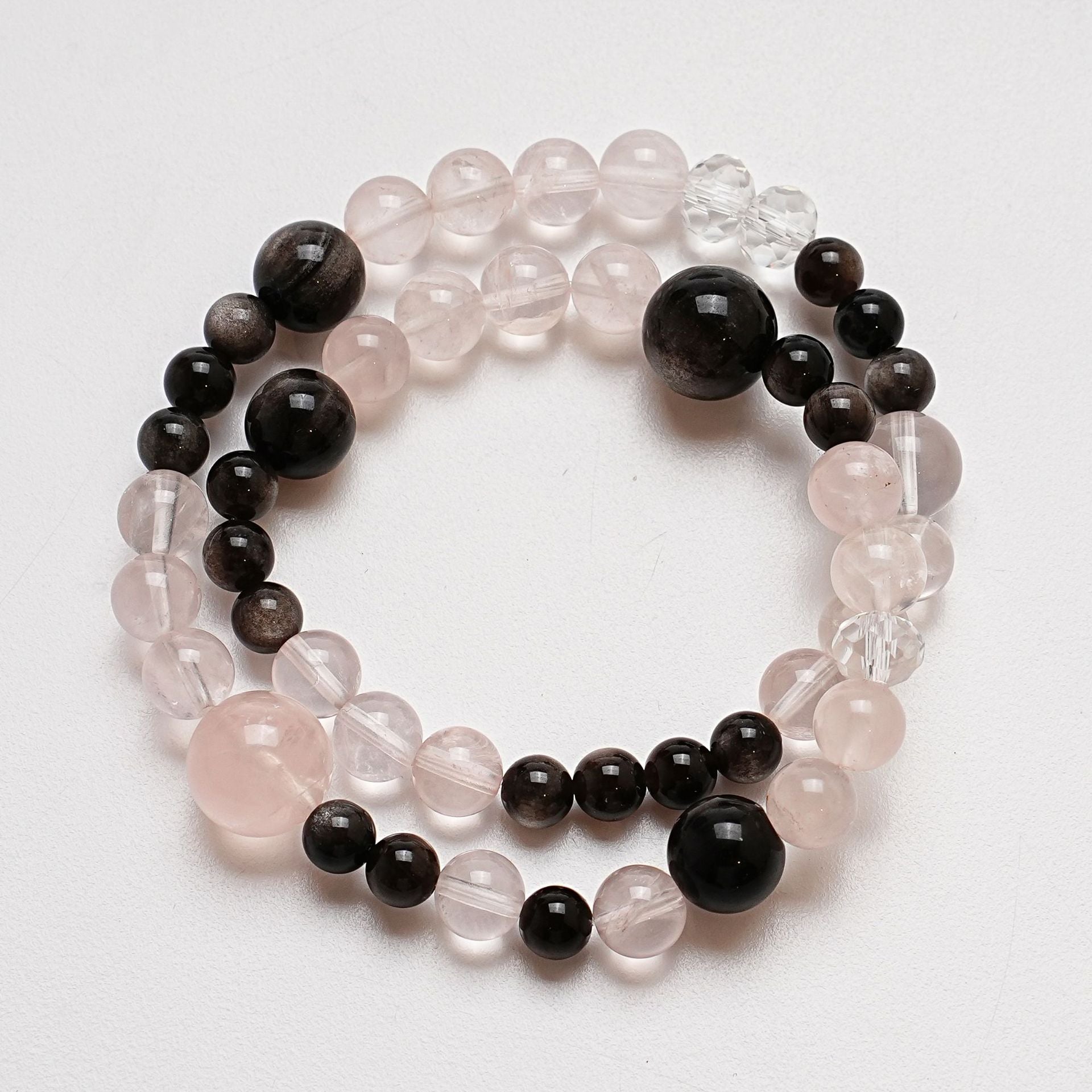 Natural Ice Orange Pink Crystal Bracelet Women's Fashion Versatile Silver Obsidian Bracelet