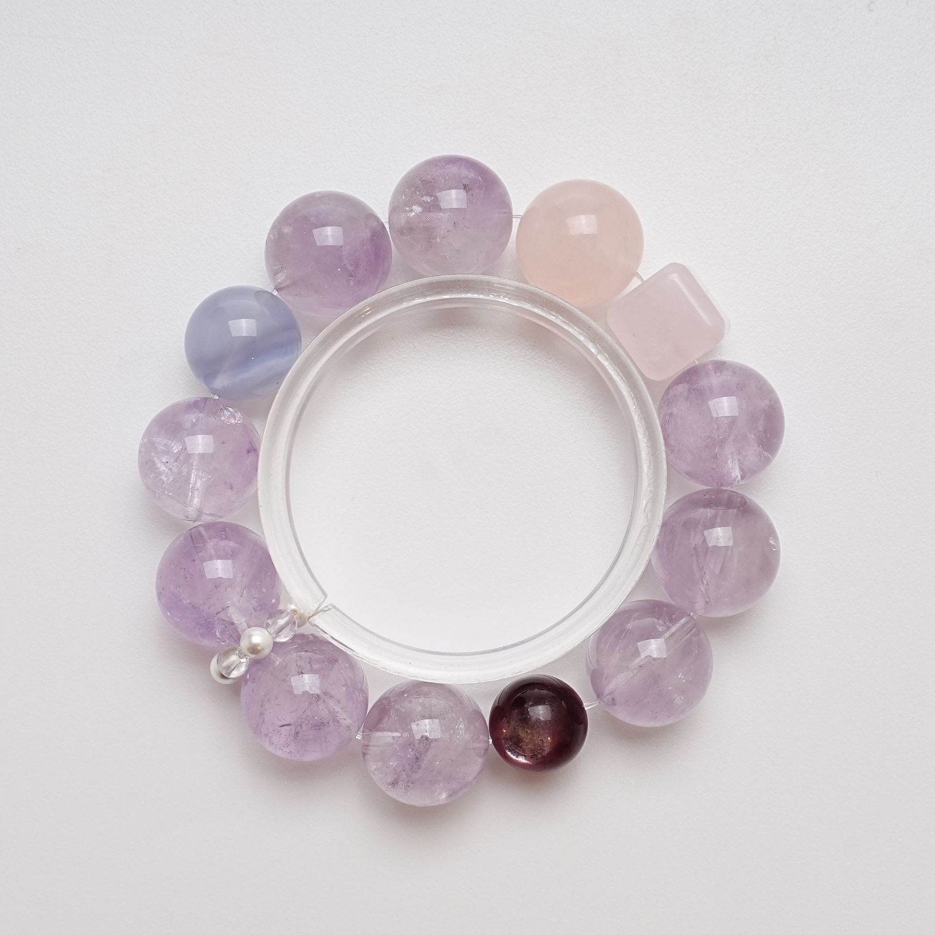 Natural Lavender Crystal Bracelet for Women Versatile Amethyst Lepidolite White Crystal Bracelet