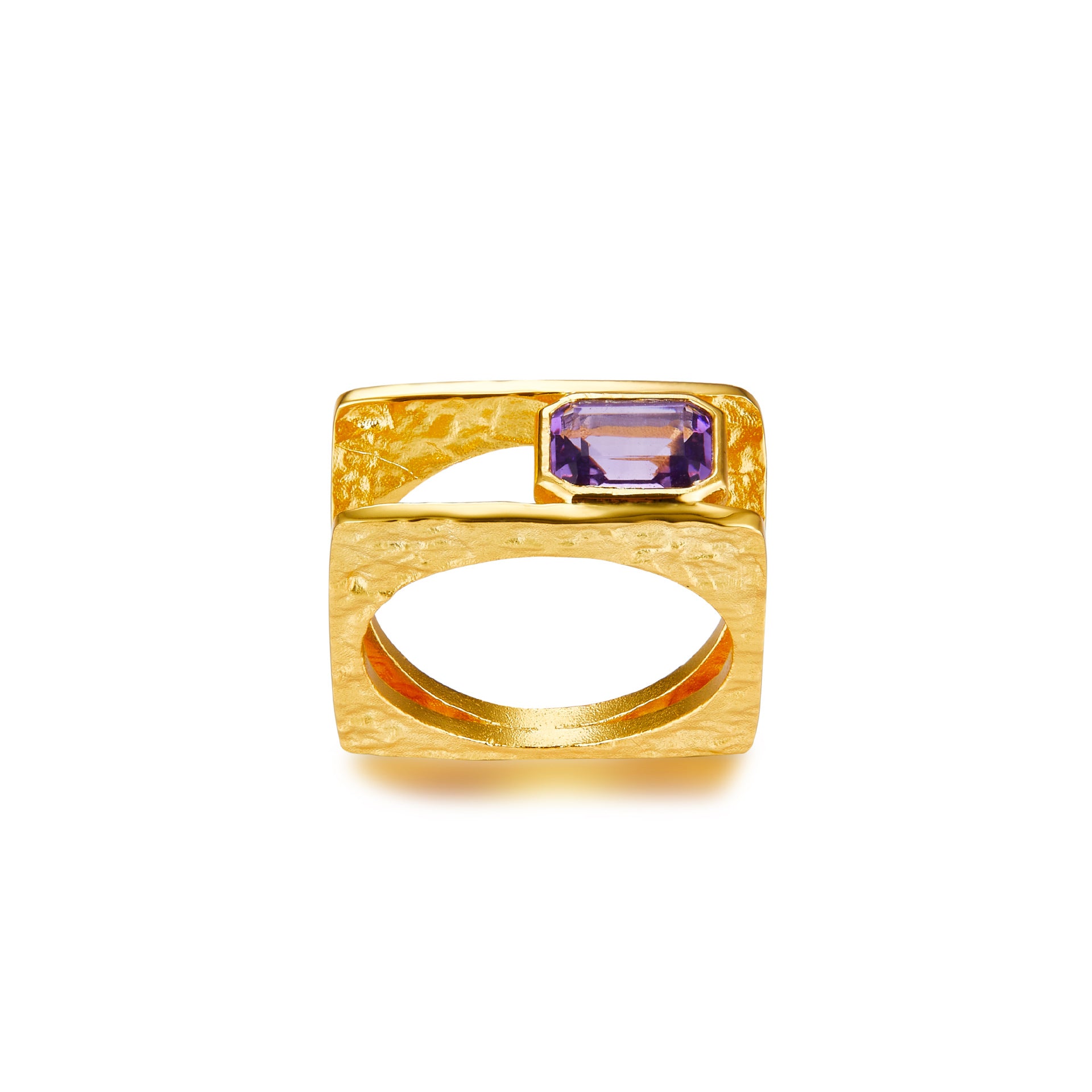 925Silver Natural Amethyst Ring Vintage Style Design Square Ring for Women Cross-Border European and American Ring Niche Silver Jewelry