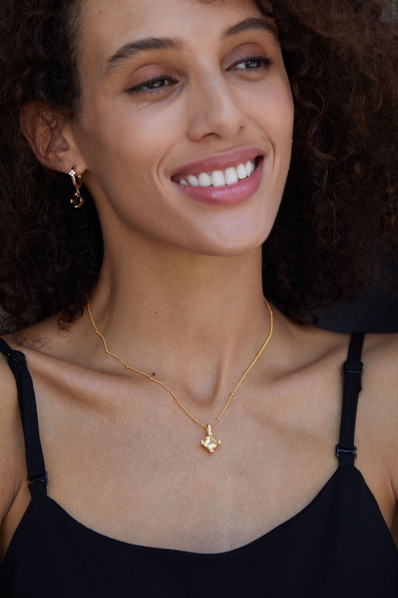 Whole Body925Silver Natural Yellow Crystal Necklace Light Luxury Design Niche Versatile Collarbone Chain Electroplated18K Gold Beaded Necklace