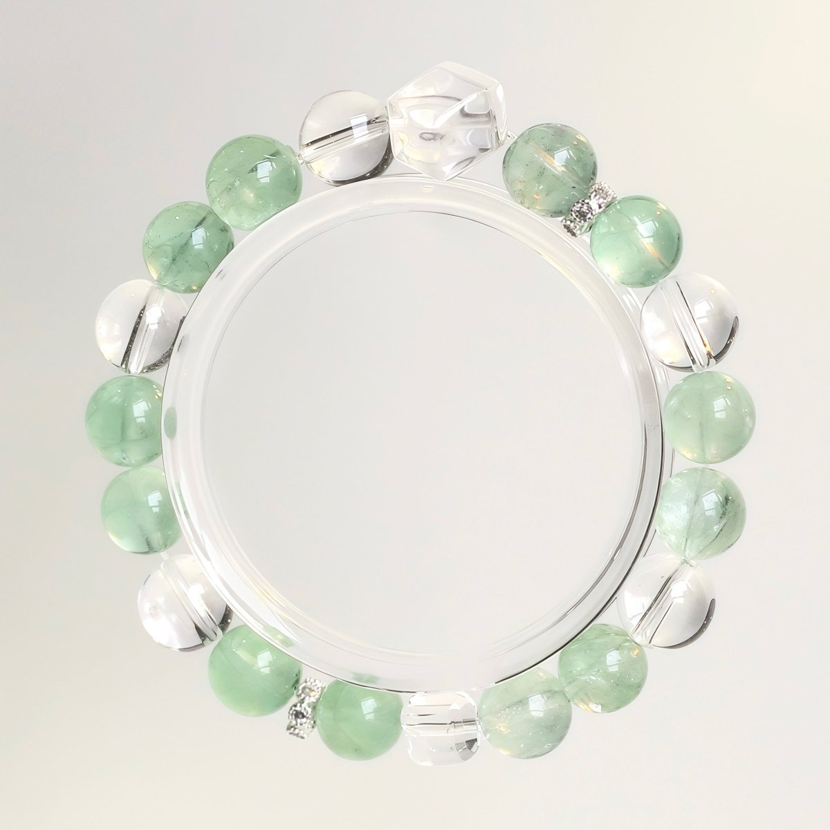 Green Fluorite and Clear Quartz Bracelet – Natural Healing Crystal Jewelry