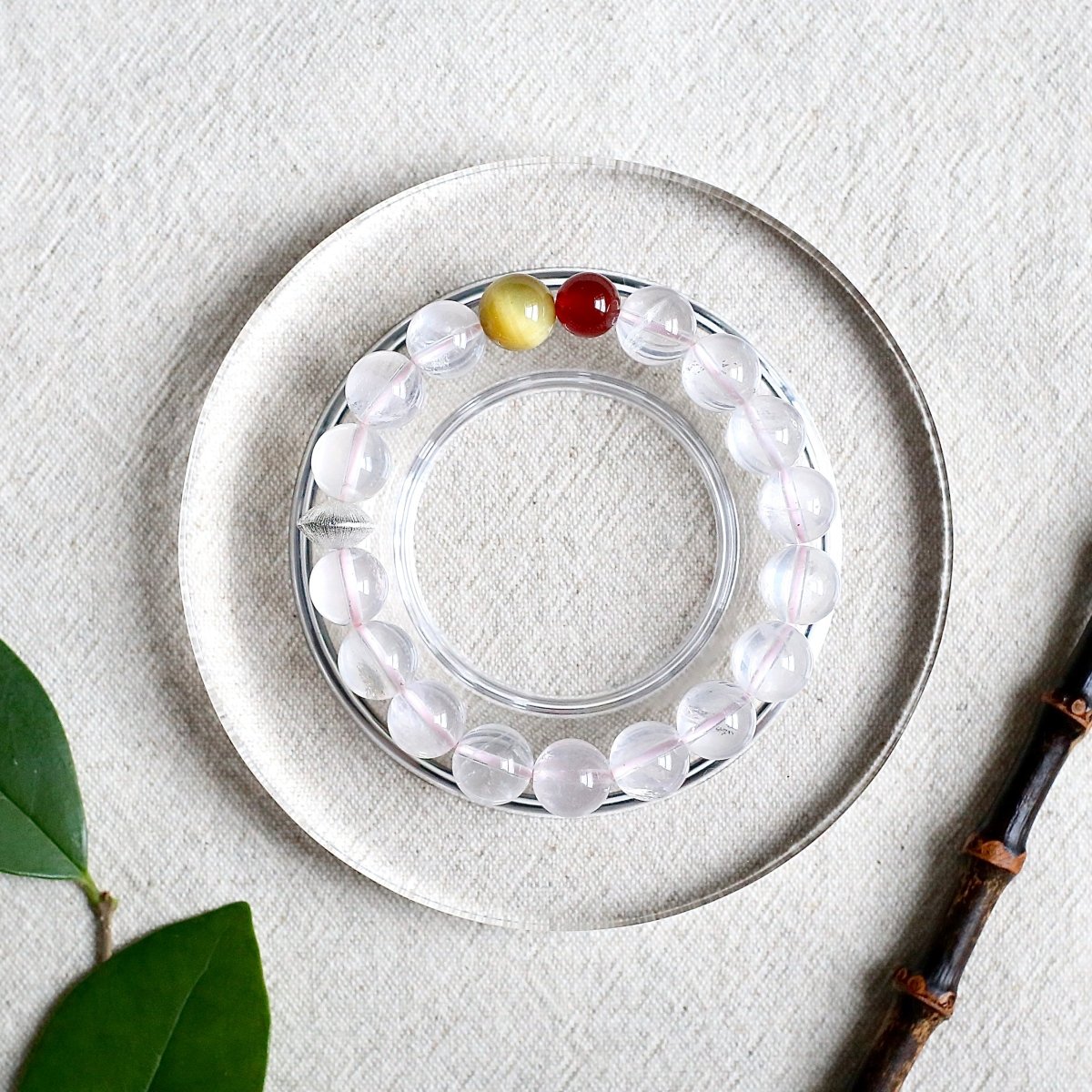 Gold Tiger's Eye, Rose Quartz, Red Agate bracelet with silver dividers