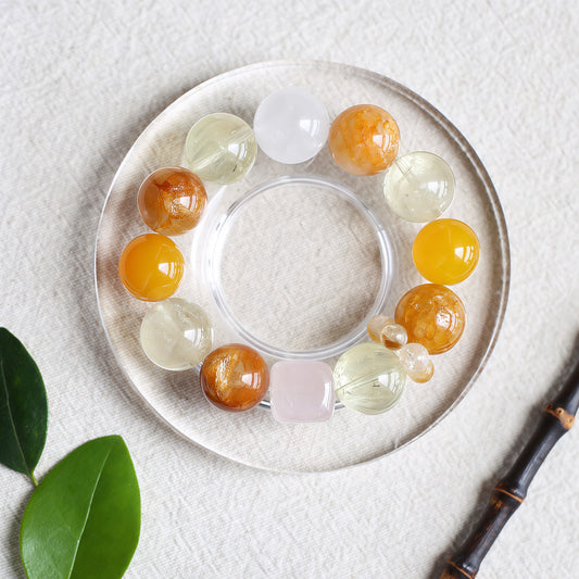 Lemon Quartz & Flower Agate Bracelet — Joy & Optimism