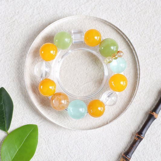 Yellow Agate & Green Fluorite Bracelet — Abundance & Growth