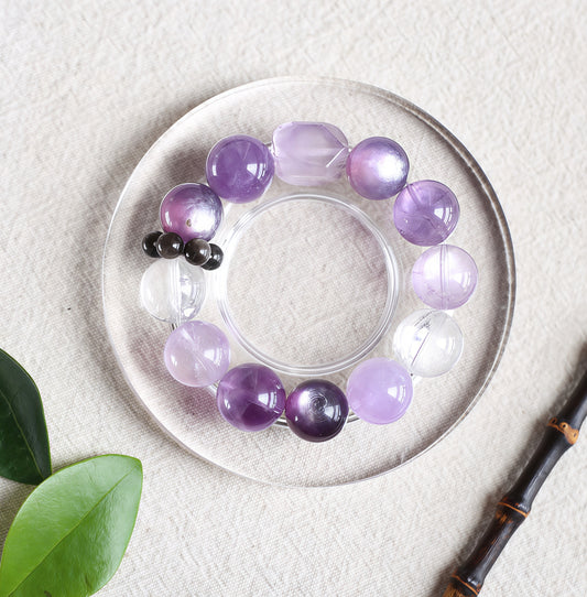 Uruguay Amethyst & Lepidolite Bracelet — Peace & Intuition