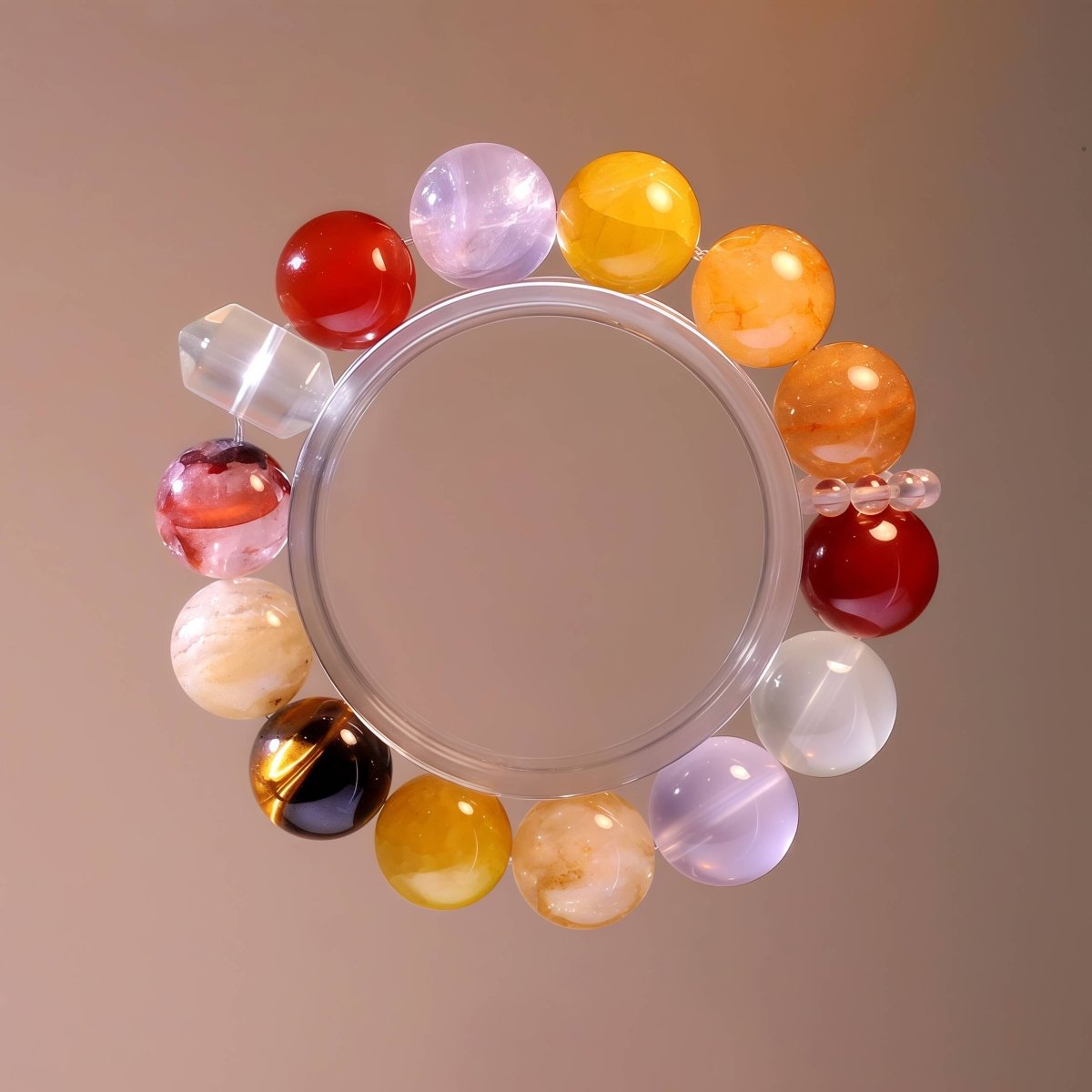 Yellow Dragon Vein Agate and Red Agate crystal bracelet for joy and vitality