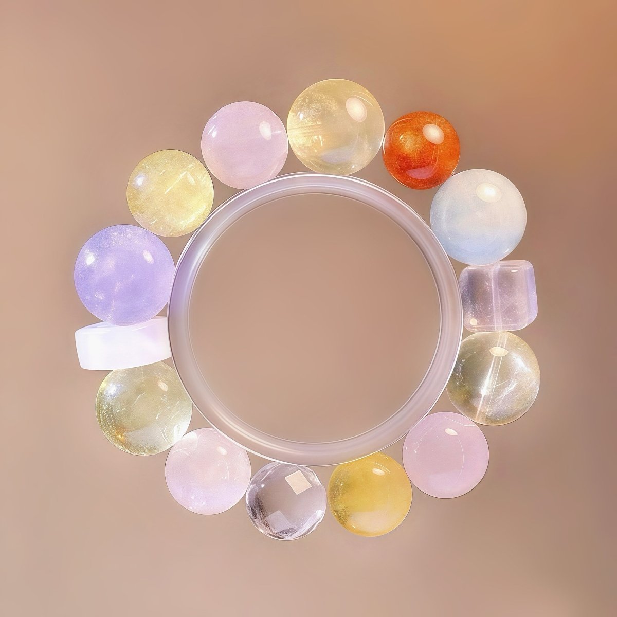 Citrine, Lavender Quartz, and Rose Quartz bracelet for joy and tenderness, natural healing stone jewelry