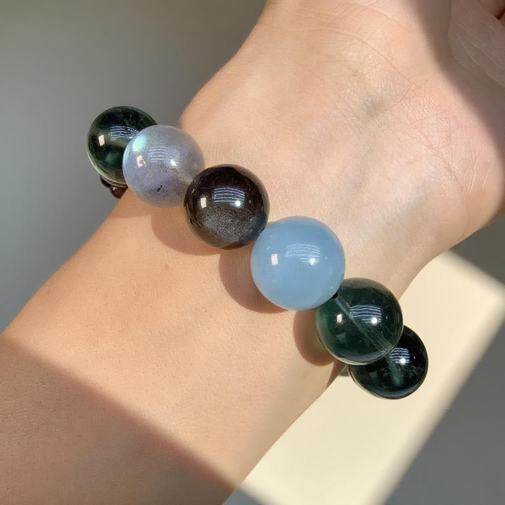 Blue Tiger’s Eye & Fluorite Bracelet – Natural Crystal Jewelry for Clarity and Balance