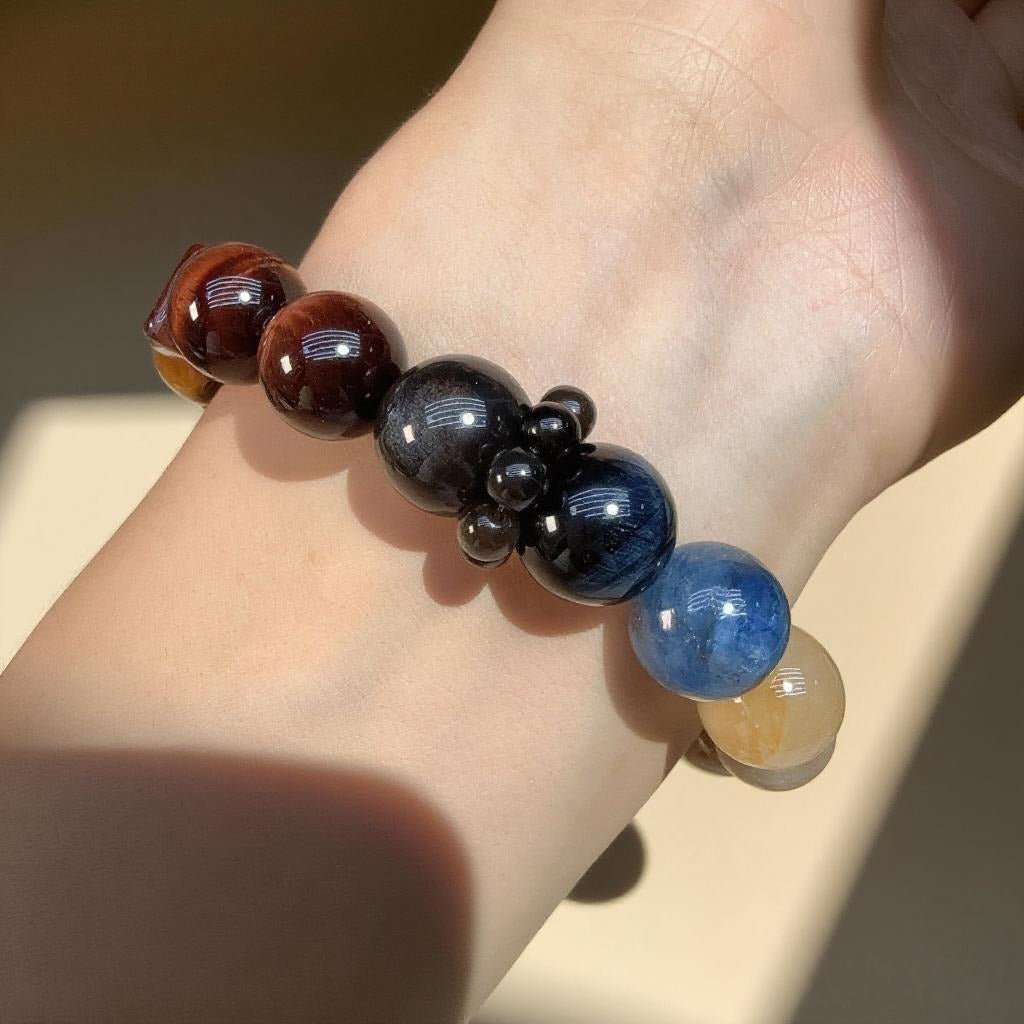 Tiger’s Eye & Kyanite Bracelet – Natural Crystal Jewelry for Confidence and Focus