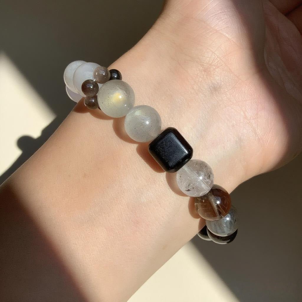 Flash Quartz & Blue Tiger’s Eye Bracelet – Natural Crystal Jewelry for Focus and Protection