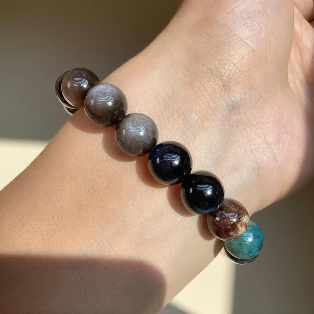 Flash Quartz & Blue Tiger’s Eye Bracelet – Natural Crystal Jewelry for Focus and Protection