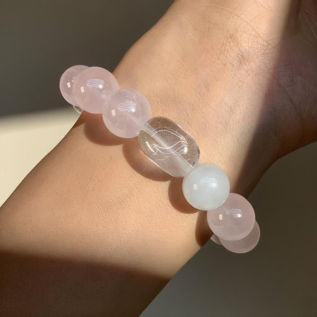 Rose Quartz & Rhodonite Bracelet – Natural Crystal Jewelry for Love and Self-Care