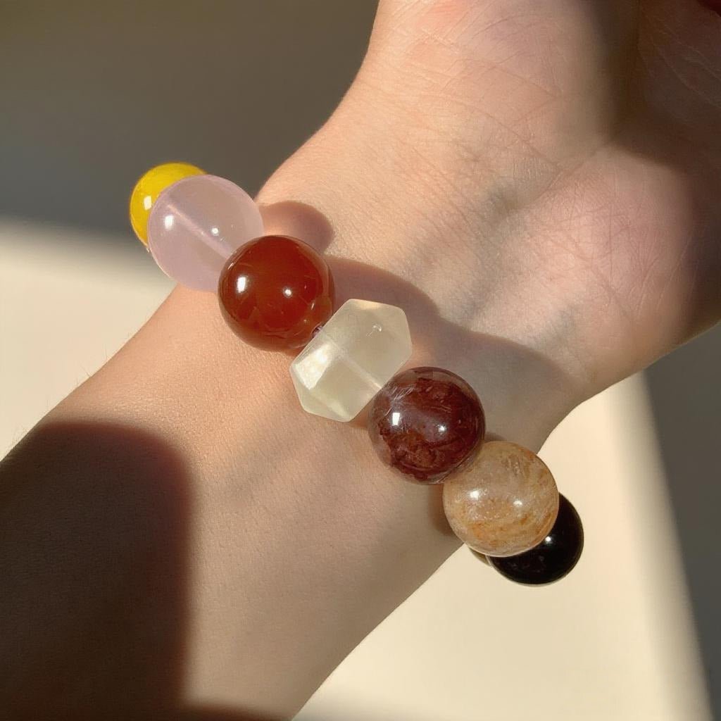 Yellow Dragon Vein & Agate Bracelet – Natural Crystal Jewelry for Joy and Vitality