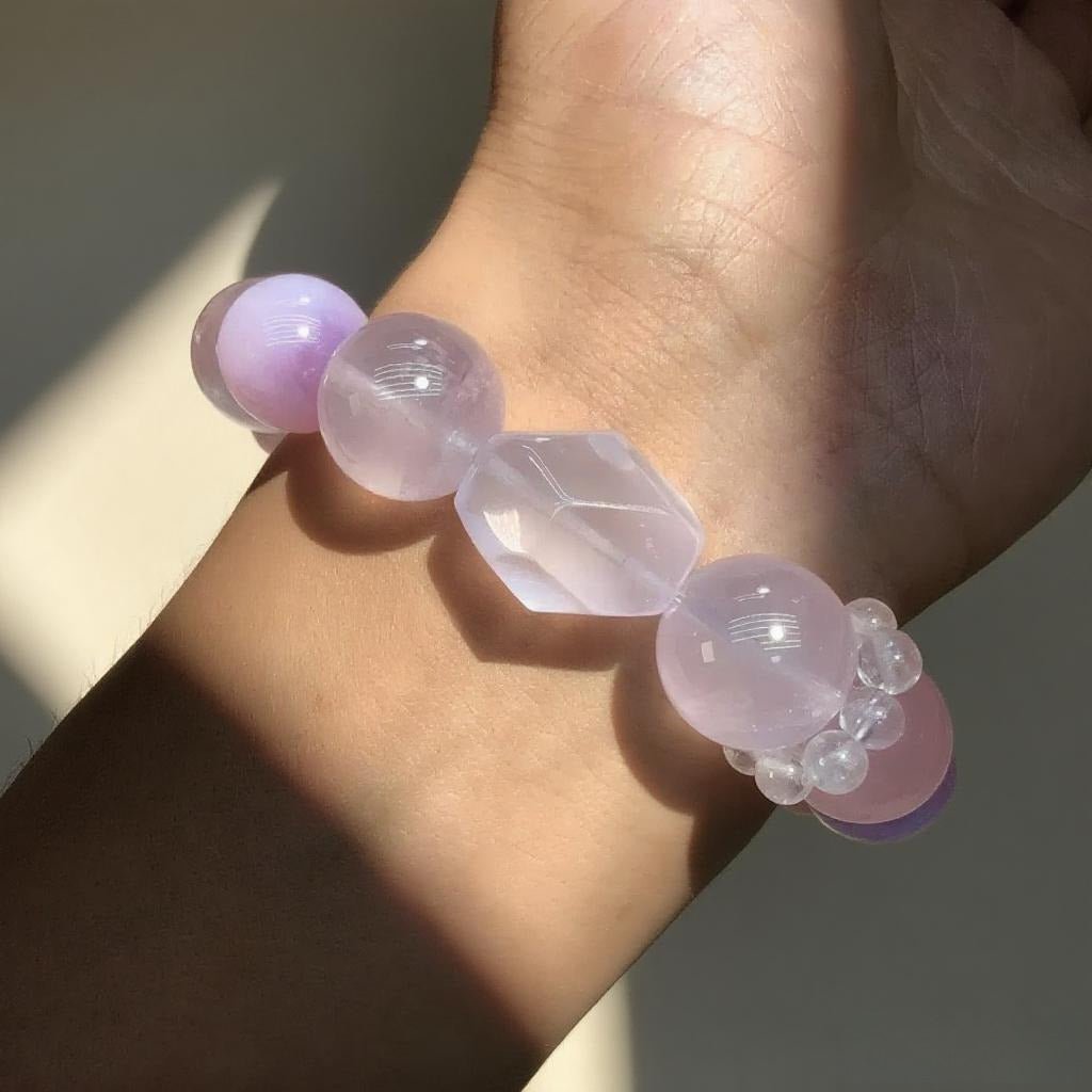 Lavender Amethyst & Rose Quartz Bracelet – Gentle Healing Crystal Jewelry