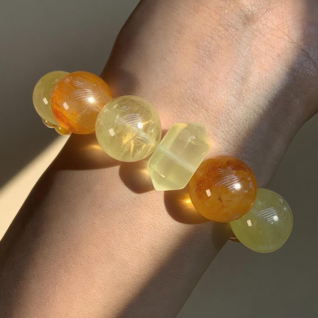 Citrine & Clear Quartz Bracelet – Abundance, Clarity & Manifestation