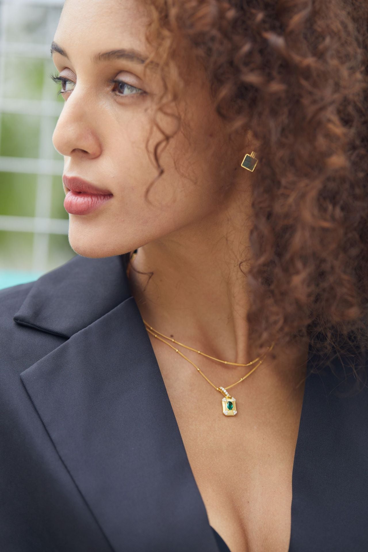 925Silver Natural Malachite Square Earrings Elegant Fashion Geometric Niche Earrings Light Luxury Versatile Commuting Cross-Border