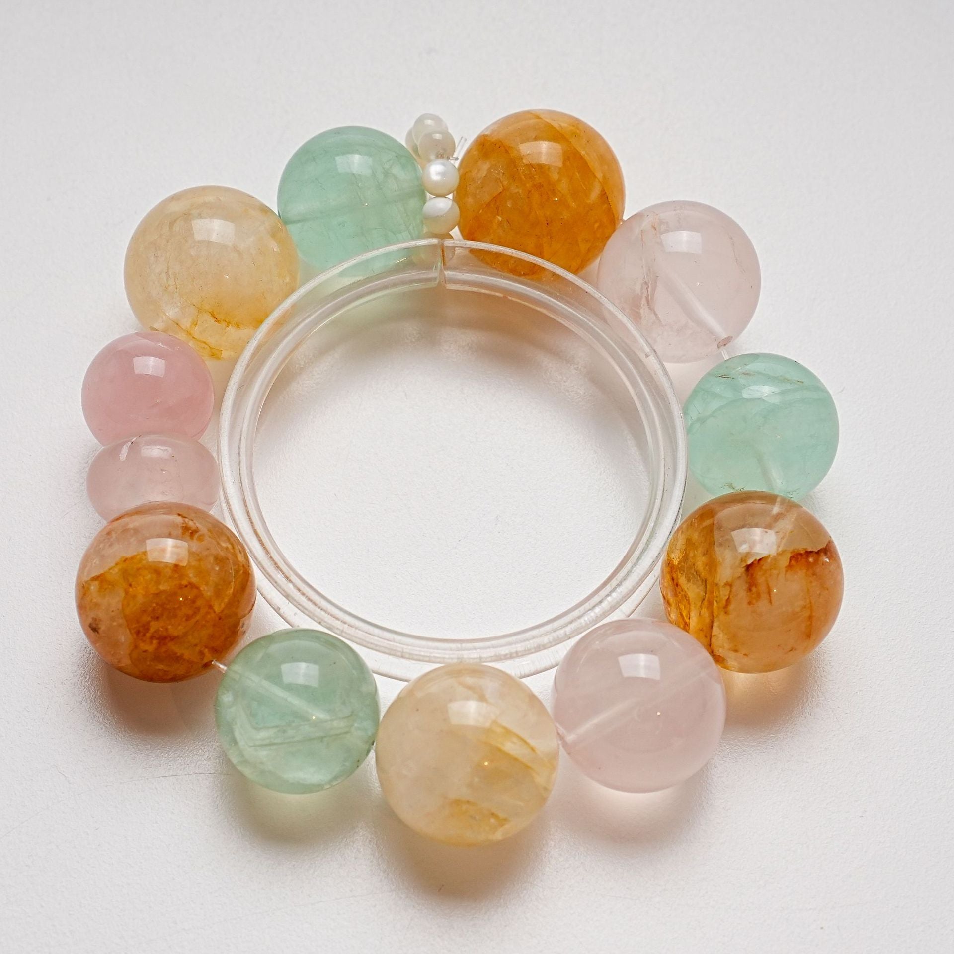 Natural Green Fluorite Crystal Bracelet for Women Versatile Yellow Gum Flower Horse Pink Bracelet