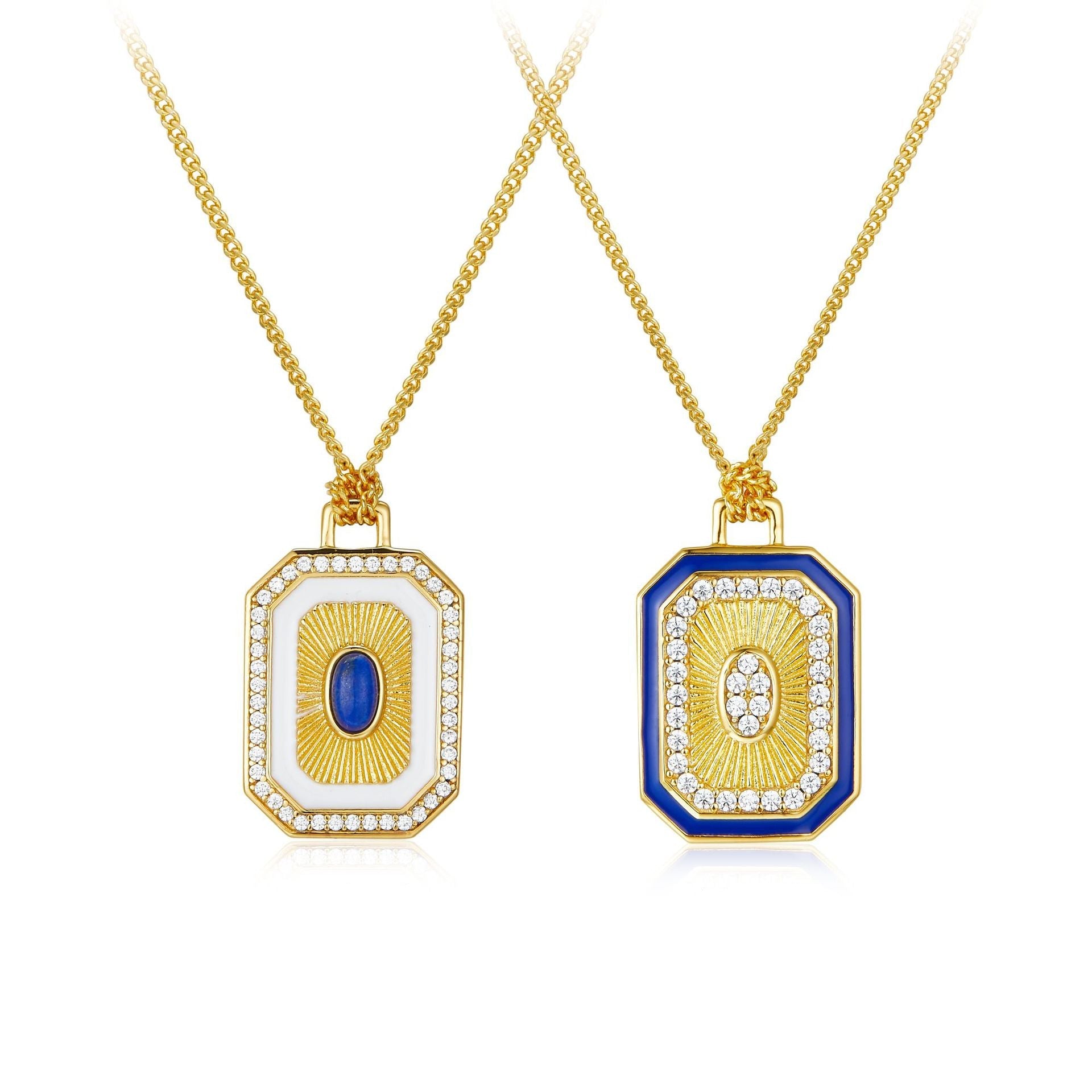 Whole Body925Silver Double-Sided Necklace Natural Lapis Lazuli Light Luxury Resin Craft Fashion Layered Wear ins Wind Clavicle Chain