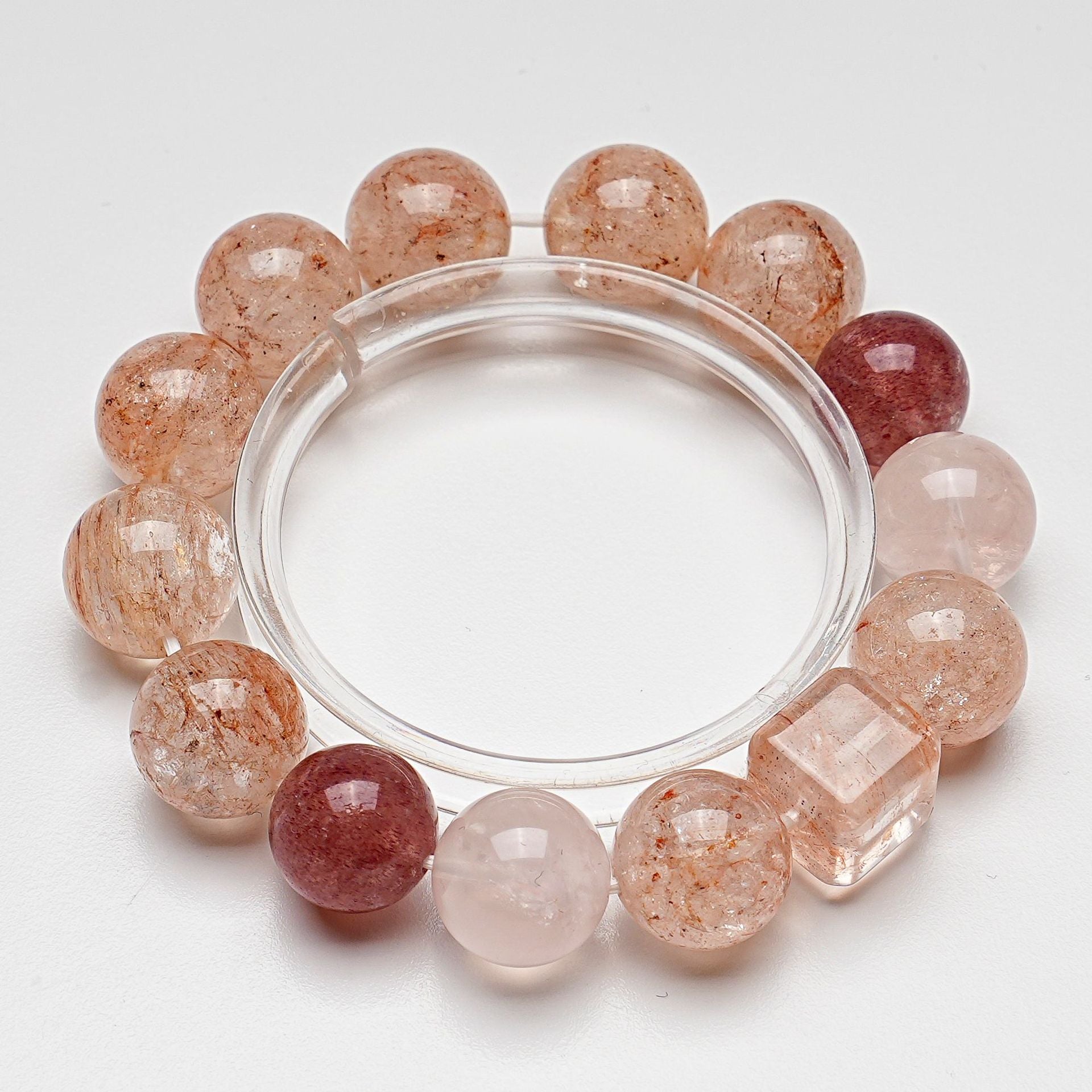 Natural Ice Pink Crystal Bracelet for Women Pink Glue Flower Acai Strawberry Crystal Fashion Bracelet