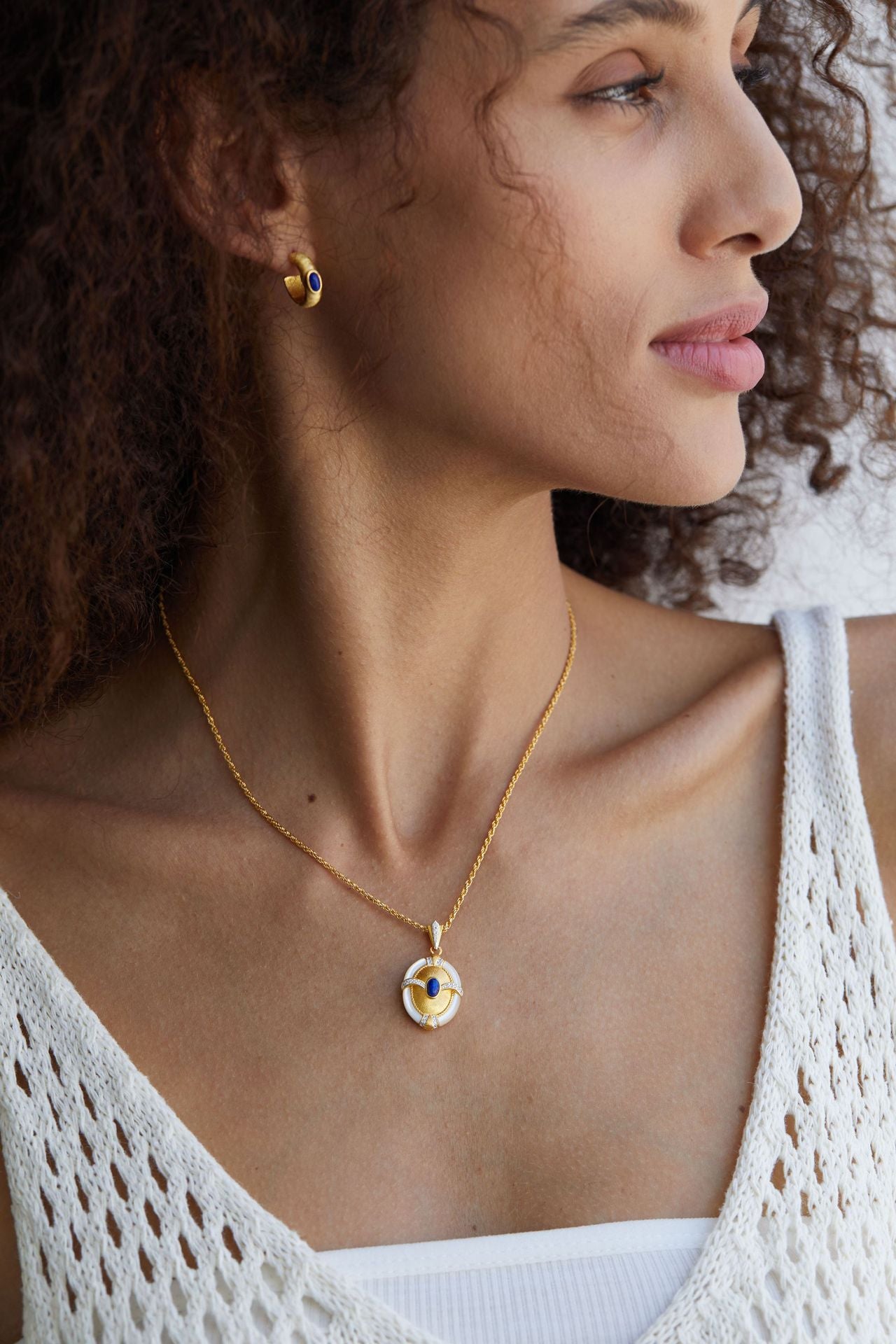 925Silver Natural Lapis Lazuli Hoop Earrings Handcrafted Brushed Earrings Simple Niche Light Luxury Ear Jewelry Ladies