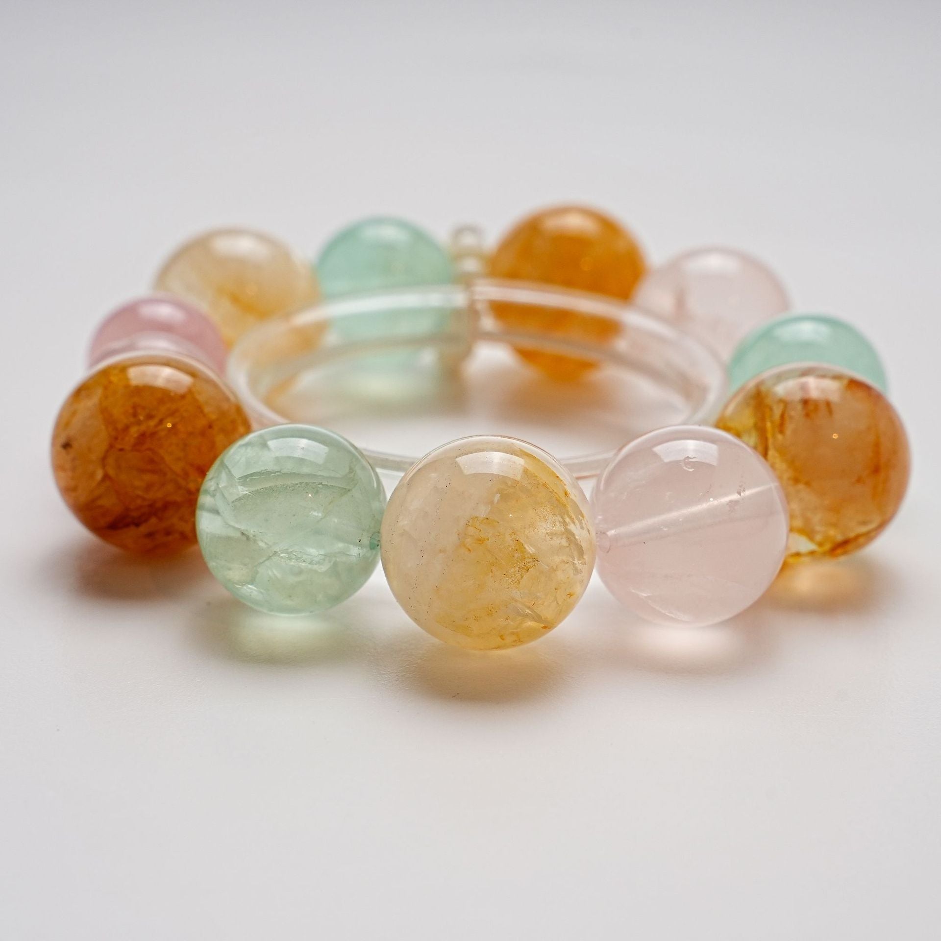 Natural Green Fluorite Crystal Bracelet for Women Versatile Yellow Gum Flower Horse Pink Bracelet