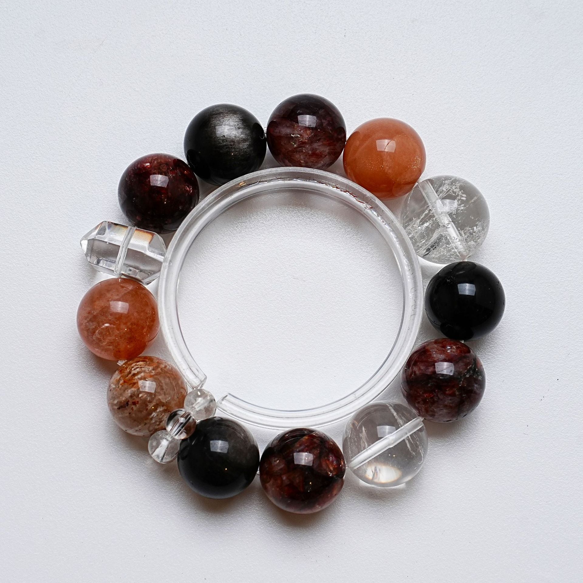 Natural White Crystal Bracelet for Women Versatile Red Glue Flower Orange Moonlight Silver Obsidian Bracelet