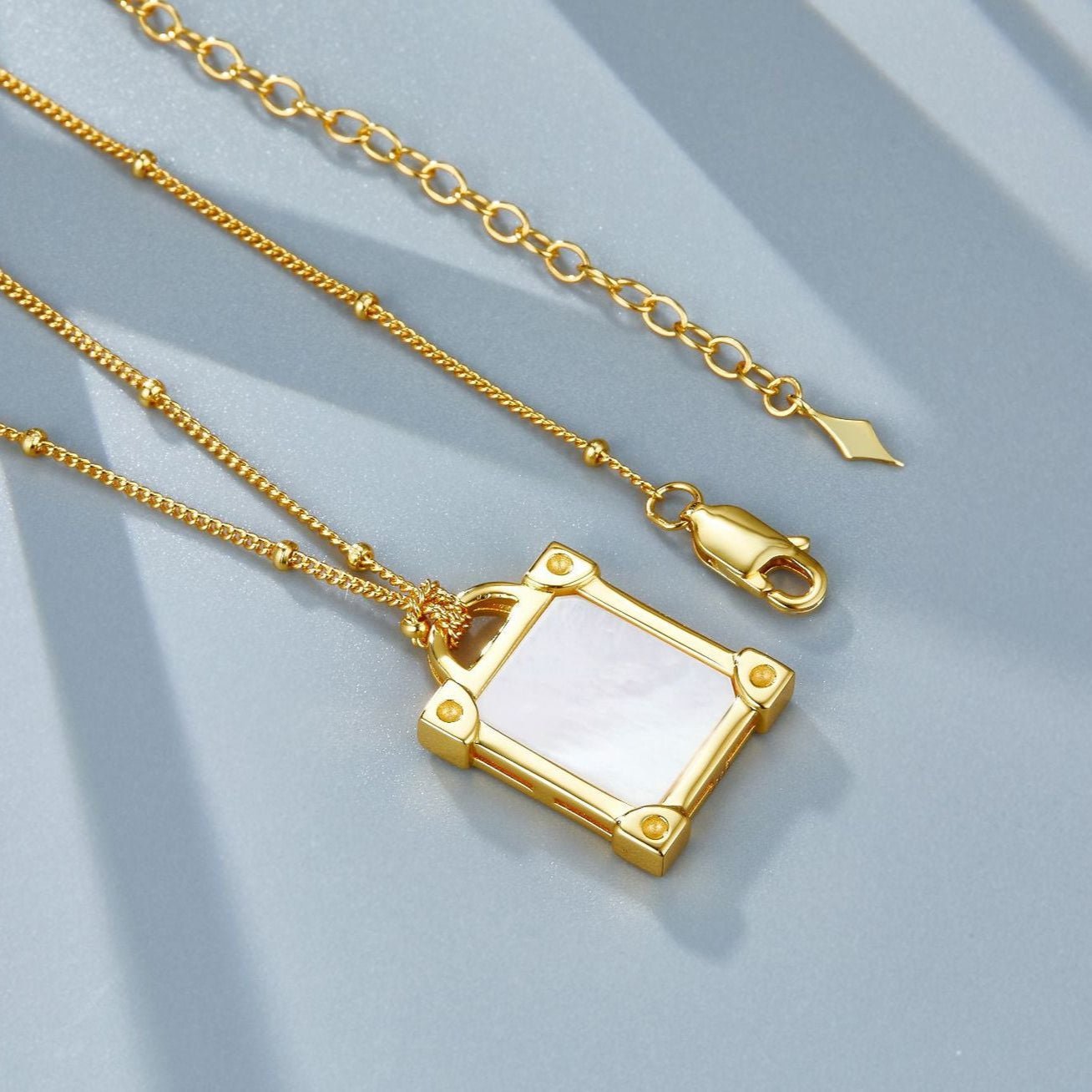 Whole Body925Silver Natural White Mother-of-Pearl Necklace Simple Design Clavicle Chain Electroplated18K Gold Bead Chain Women's Silver Jewelry