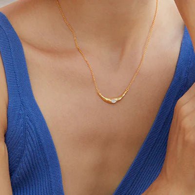 S925Silver Natural Stone Original Design High-End Vintage Collarbone Necklace for Women