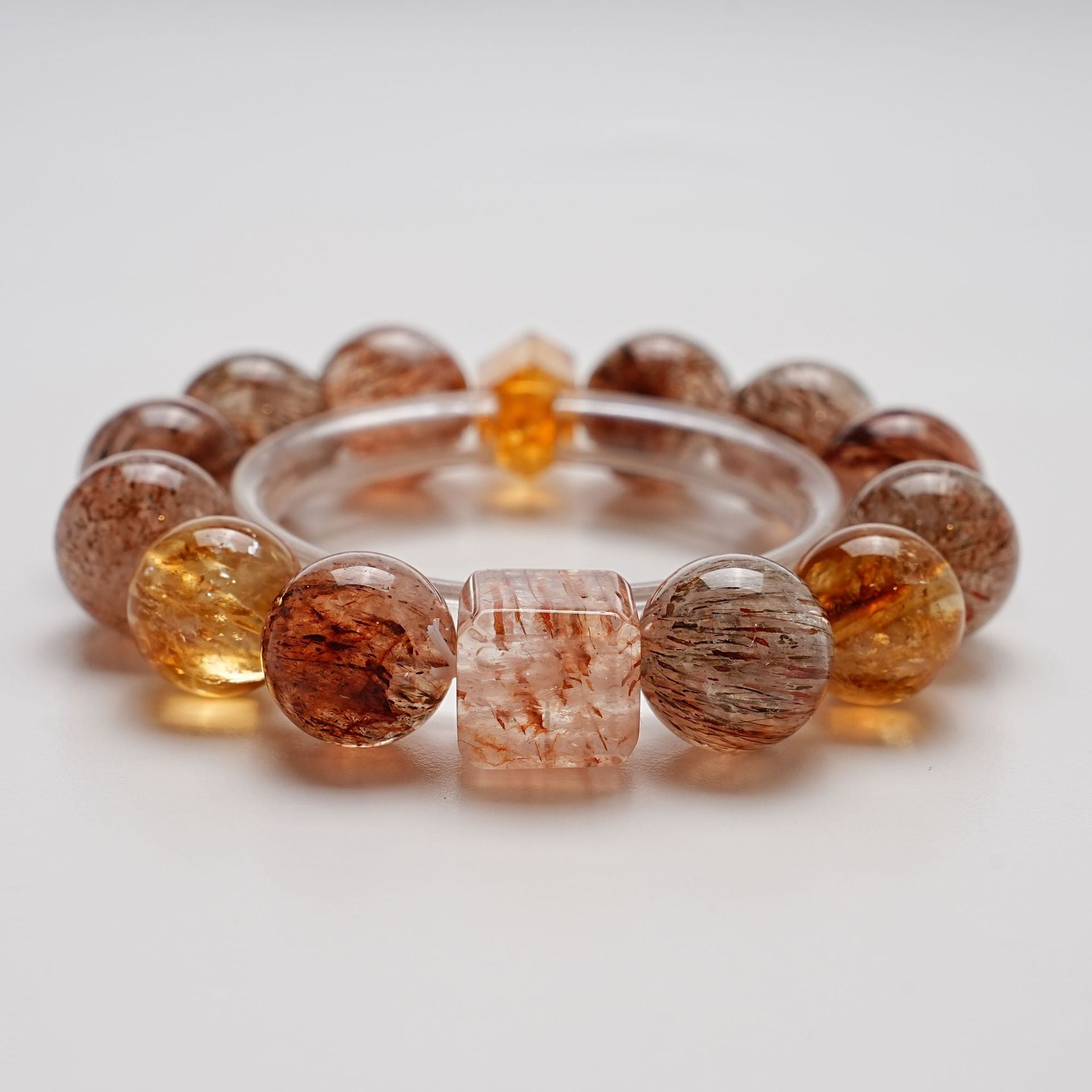 Natural High-Quality Yellow Pagoda Crystal Bracelet for Women, Versatile Black Gold Super Seven Bracelet