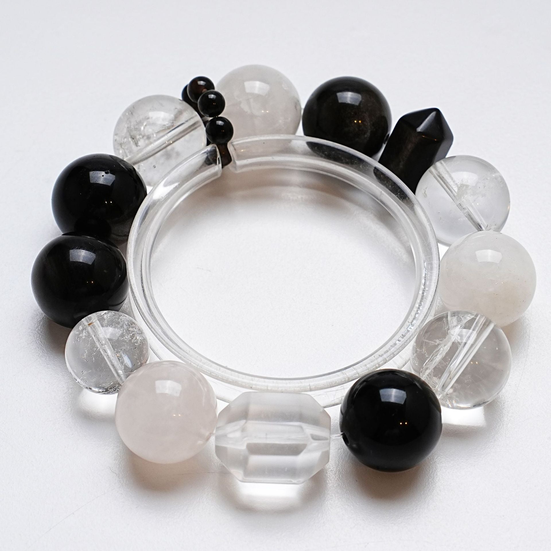 Natural White Crystal Bracelet for Women Versatile Silver Obsidian Snowflake Phantom Bracelet