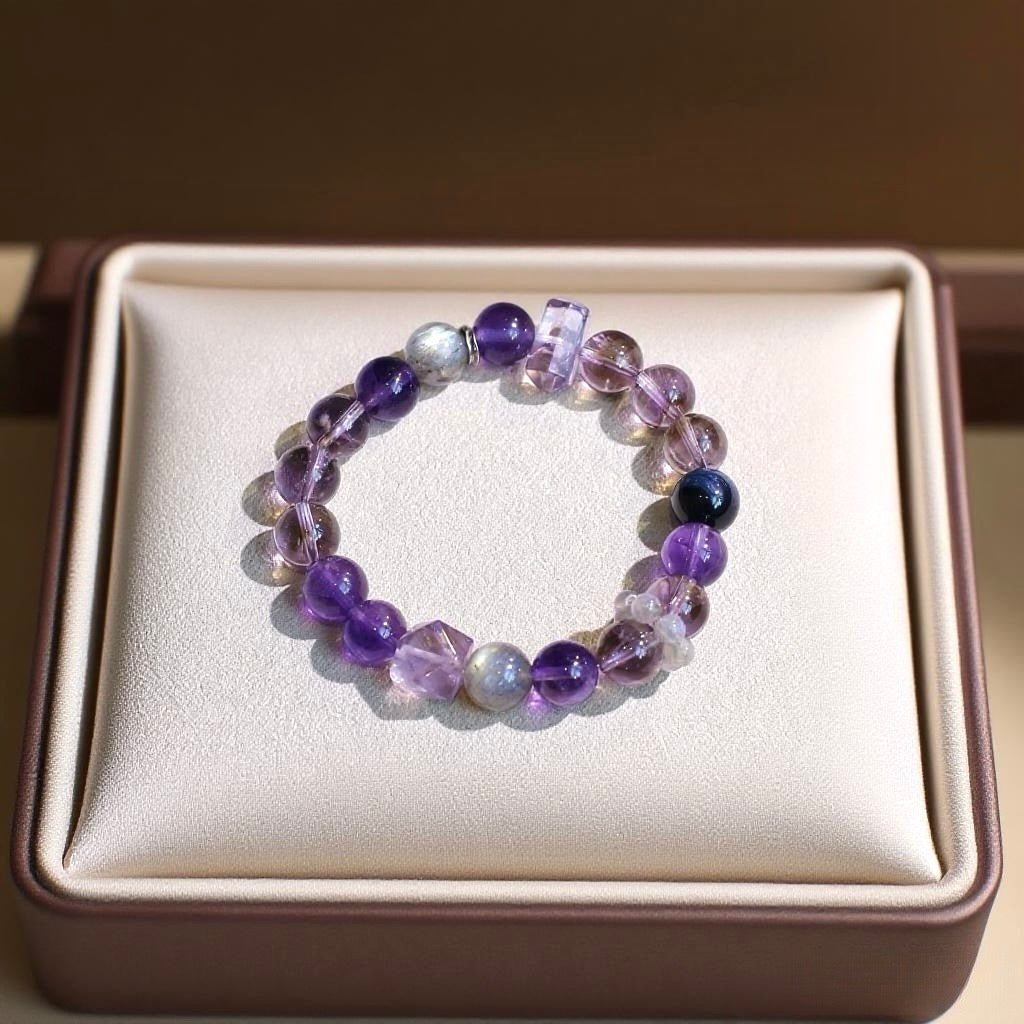 Amethyst and Moonstone bracelet for intuition and emotional healing