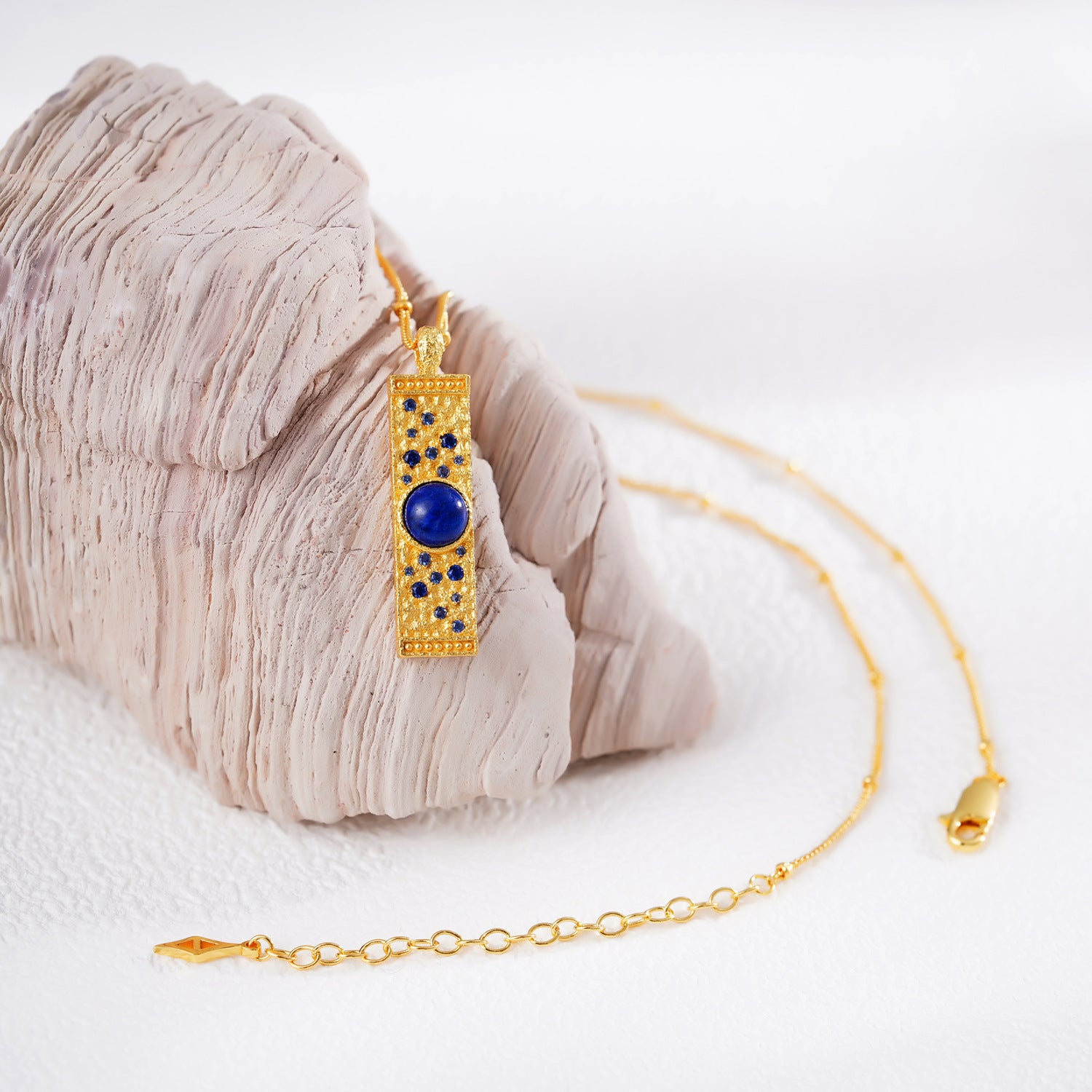 Whole Body S925Silver Natural Lapis Lazuli Necklace Niche Design Ancient Craftsmanship Vintage Pendant