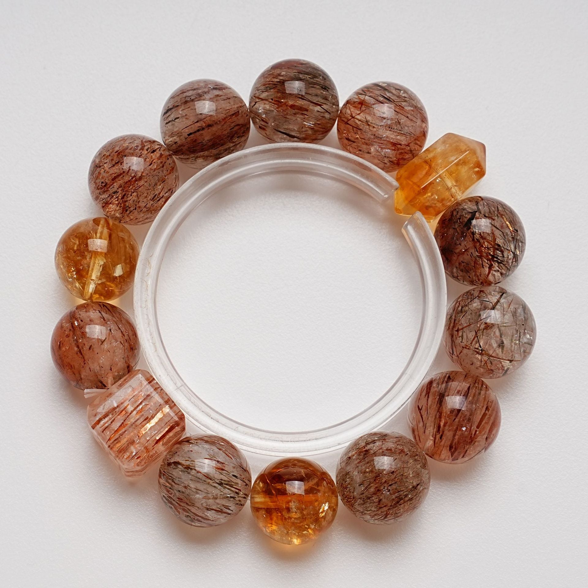 Natural High-Quality Yellow Pagoda Crystal Bracelet for Women, Versatile Black Gold Super Seven Bracelet